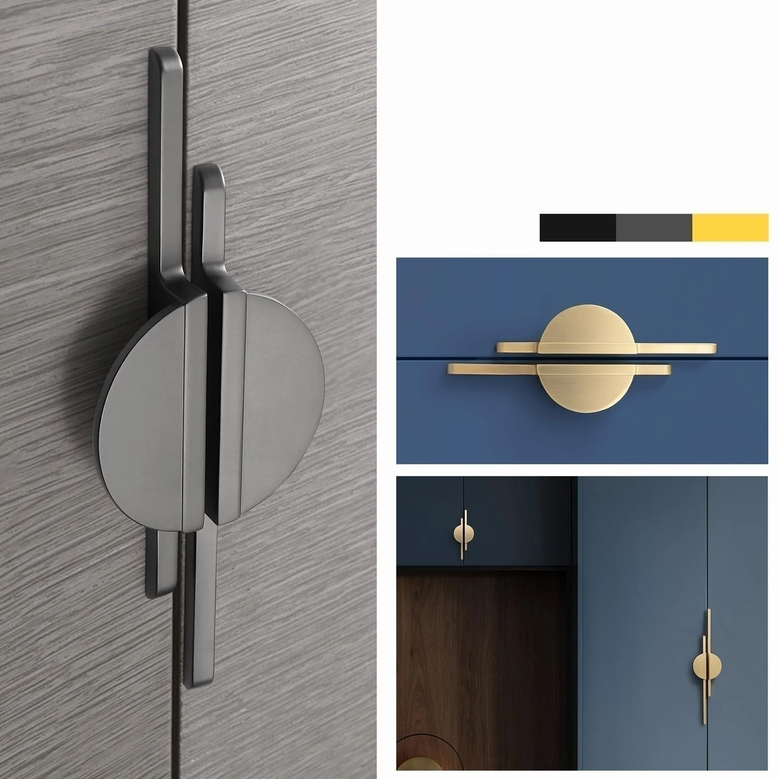 1 szt. Półokrągły uchwyt meblowy Półokrągły uchwyt ze stopu ze śrubą 190/319 mm Pokrętło Solidny stop Czarny/złoty/szary minimalistyczny nowoczesny (Color : 319mm black)