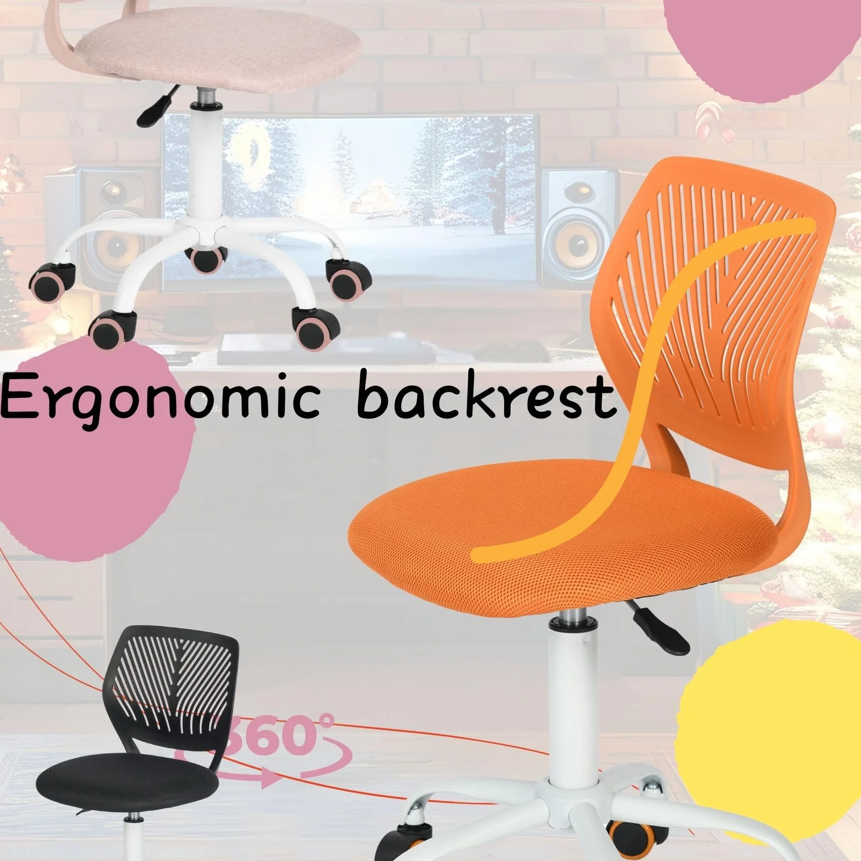 FurnitureR Krzesła obrotowe do jadalni, 1 szt., krzesło kuchenne, tapicerowane krzesło, krzesło obrotowe, wygodne krzesło z kółkami, oparcie, krzesło bez rękawów do jadalni, salonu, turkusowe, M