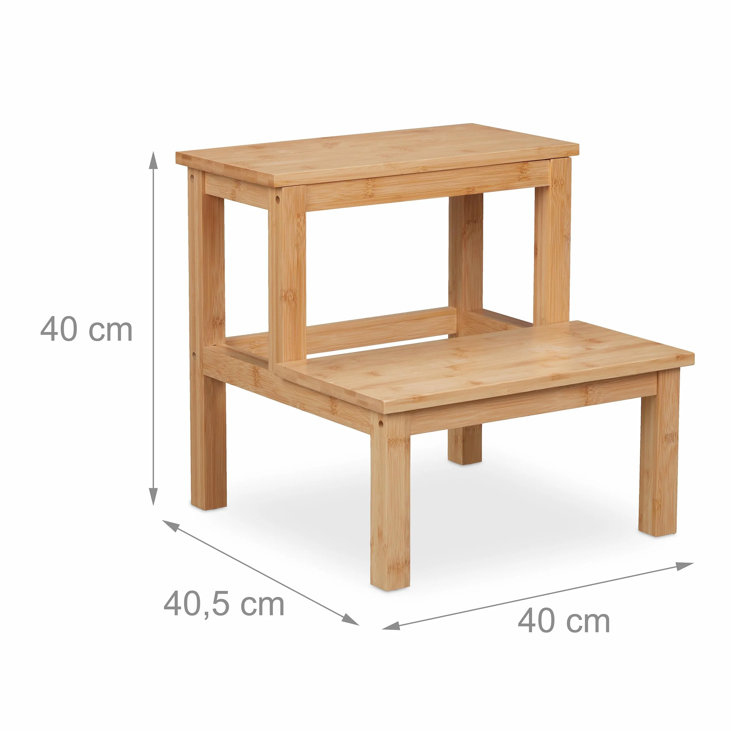 Relaxdays Taboret 2-stopniowy Bambus 100 kg 40x40x40,5 cm Naturalny