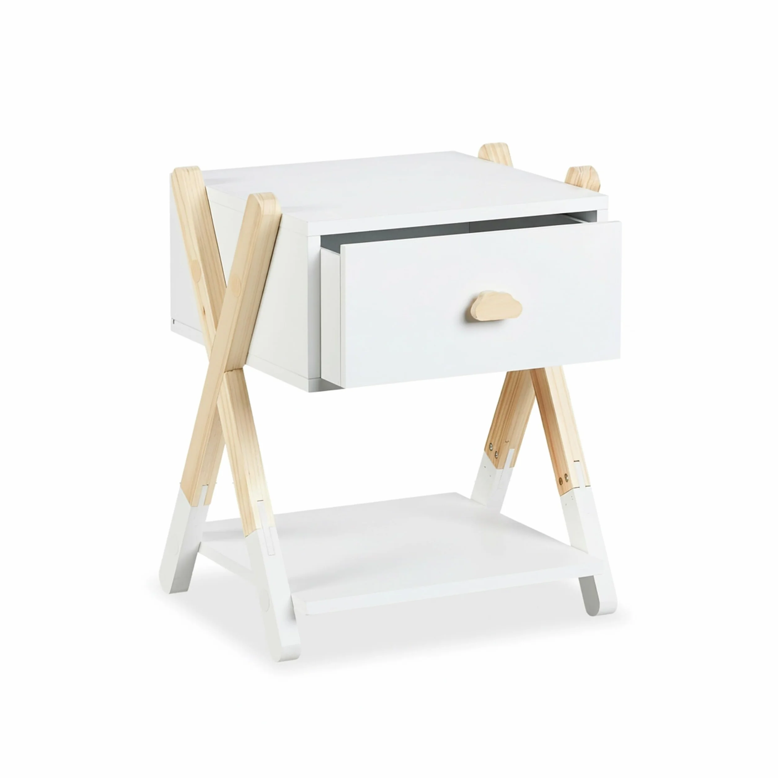 Relaxdays Stolik nocny dla dzieci 42x34x32 cm drewno MDF biały naturalny