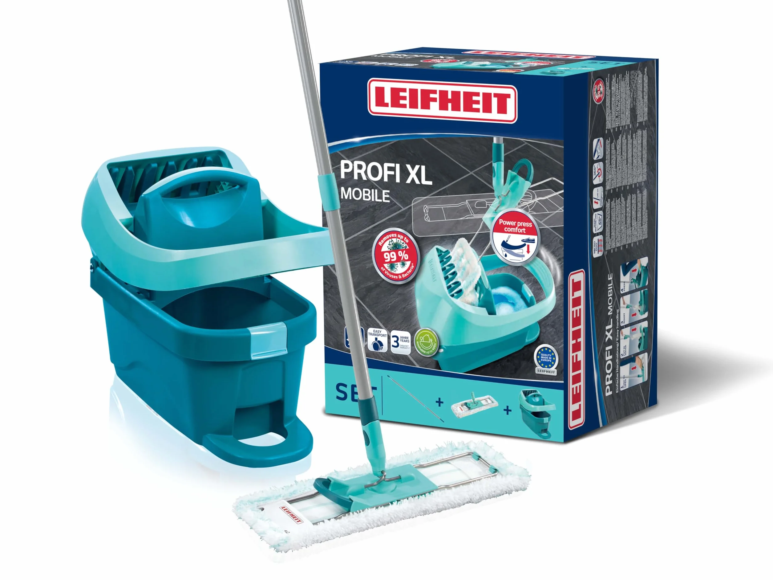Leifheit Profi Zestaw Mopa i Wiadra, Tworzywo Sztuczne, Brązowy, XL
