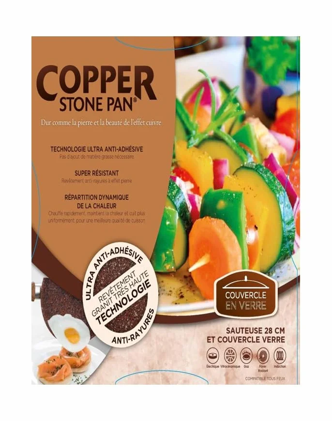Venteo KitchenPro patelnia granitowa 28 cm z powłoką nieprzywierającą i pokrywą