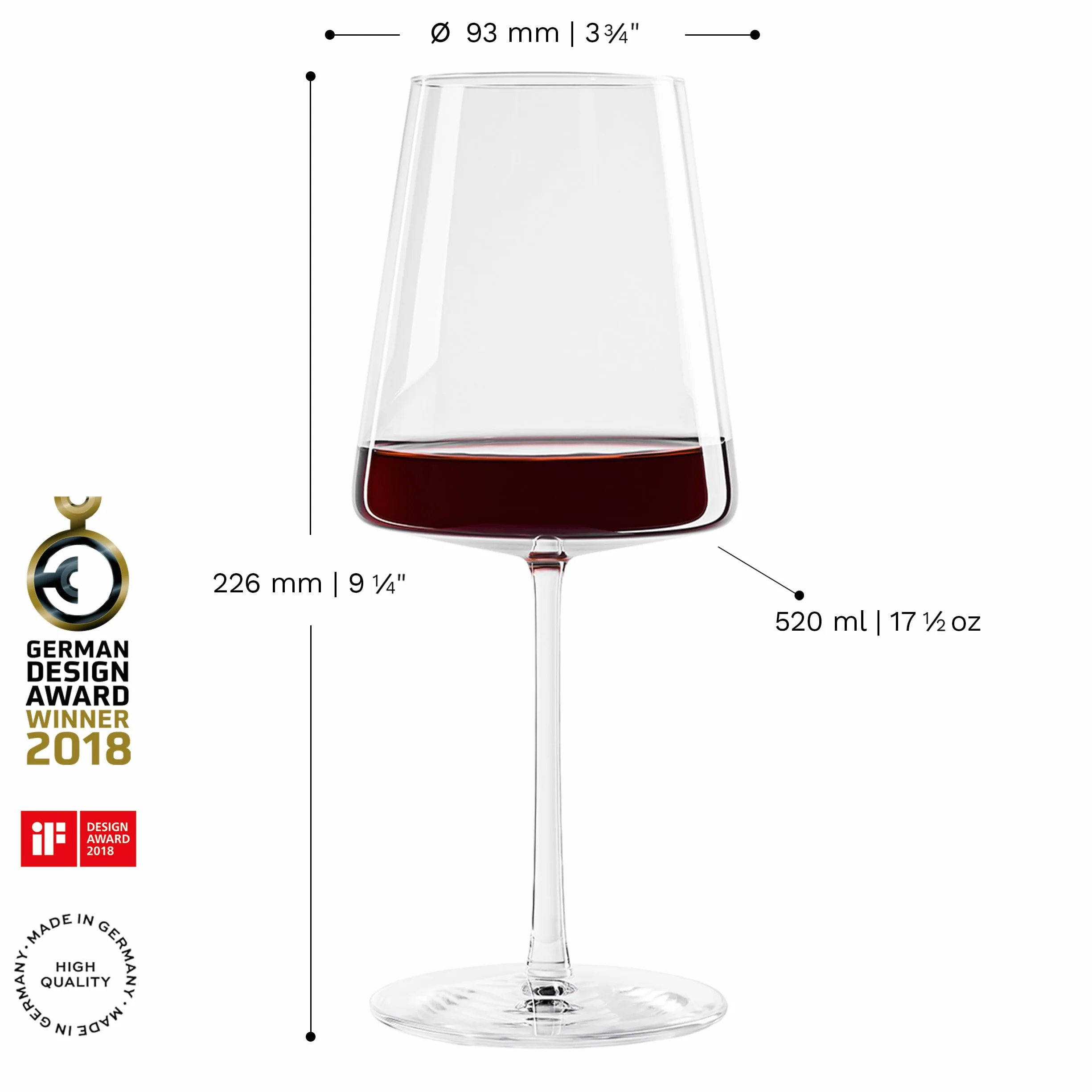 Stölzle Lausitz Kieliszki do Wina Czerwonego Power Zestaw 6 sztuk, 520ml – Kieliszki Premium do Mocnych Win – Nowoczesne Kieliszki z Kształtem Kanciastym – Odporne na Uszkodzenia i Mycie w Zmywarce