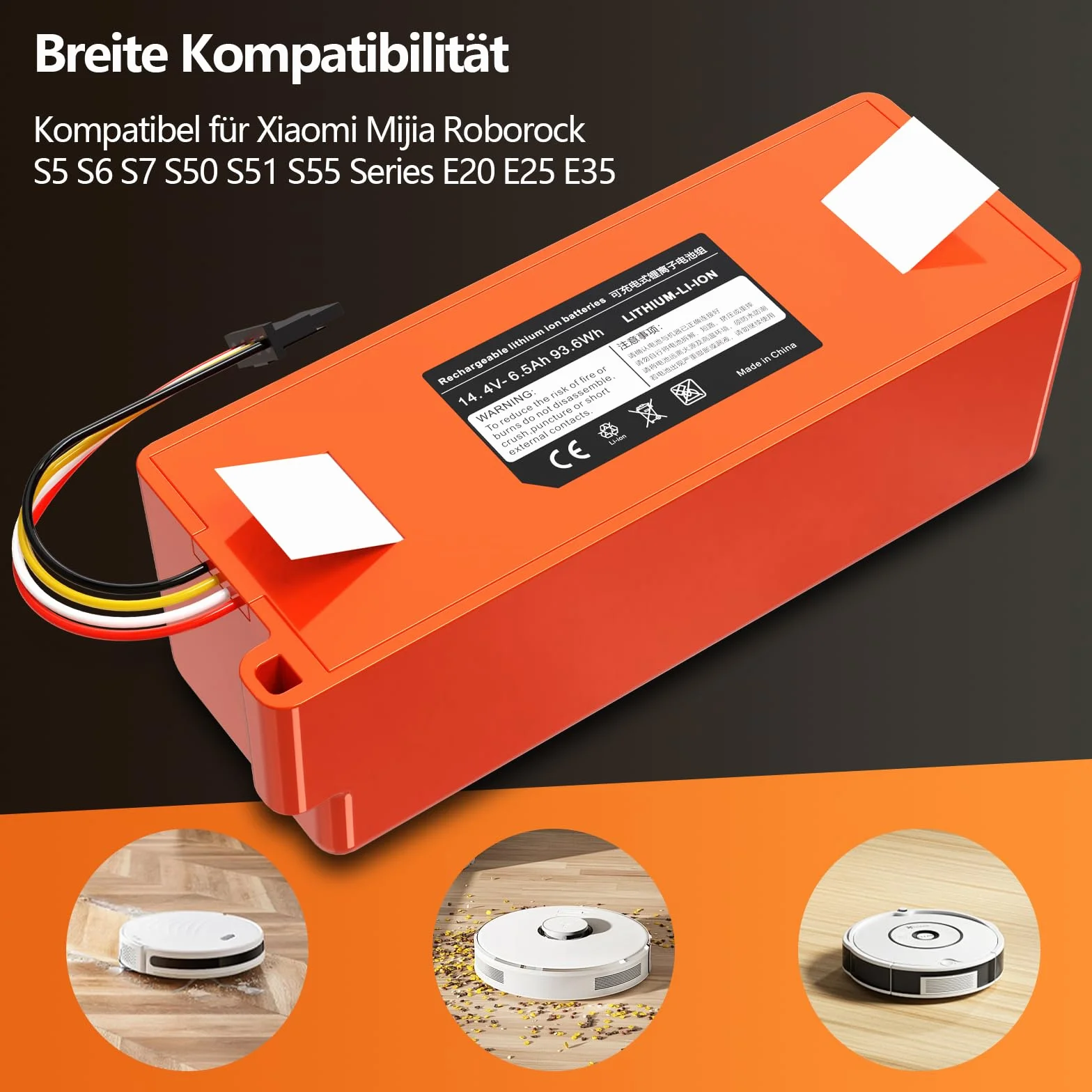 Akumulator zastępczy 14,4 V 6500 mAh do Xiaomi Roborock S5 S50 S51 S55 S6 S7 Xiaowa E20 E25 E35 Mijia