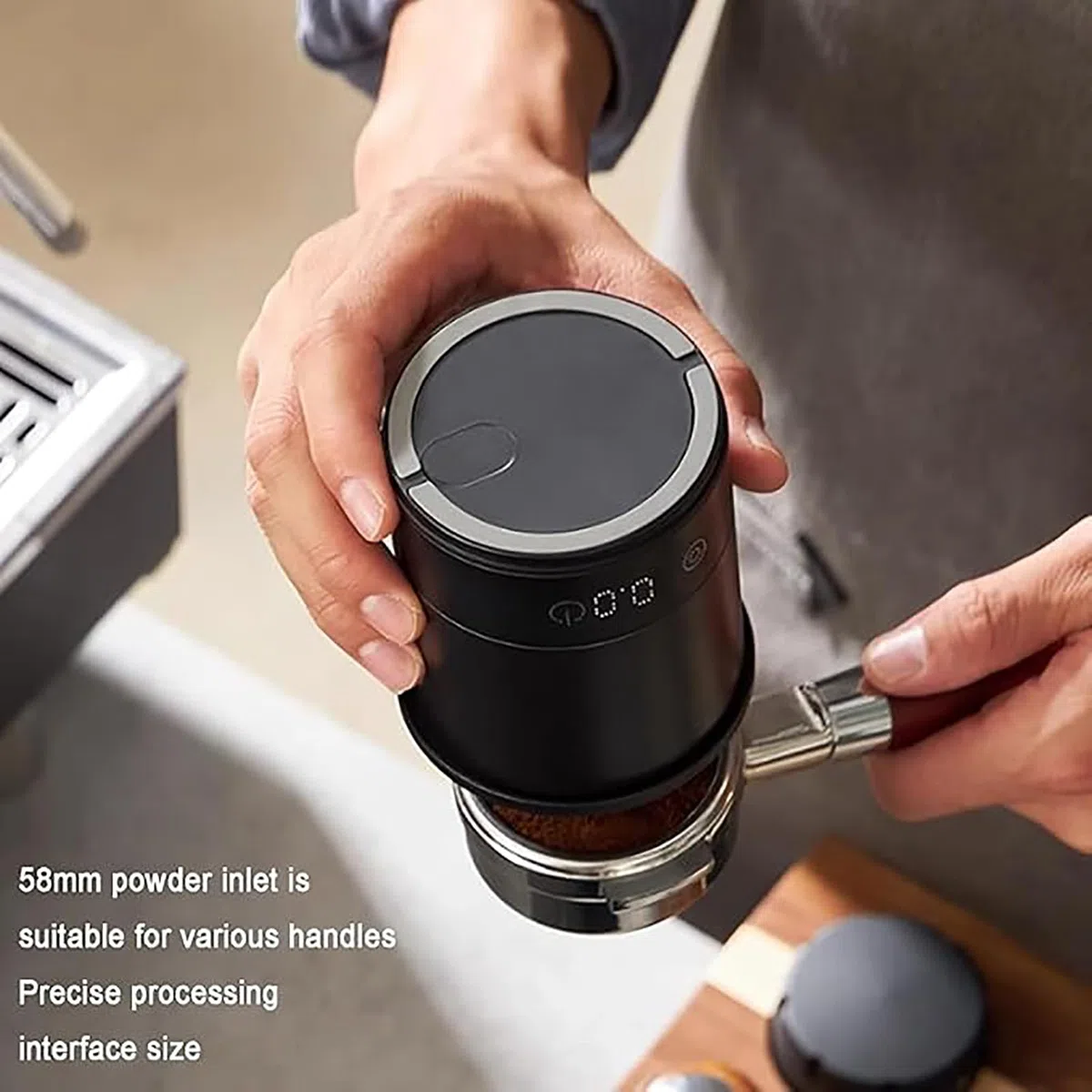 Cyfrowa waga do espresso, waga z dokładnością 0,1 g, otwór 58 mm dla dokładnego dozowania kawy, idealny do przygotowywania espresso i kawy kroplowej