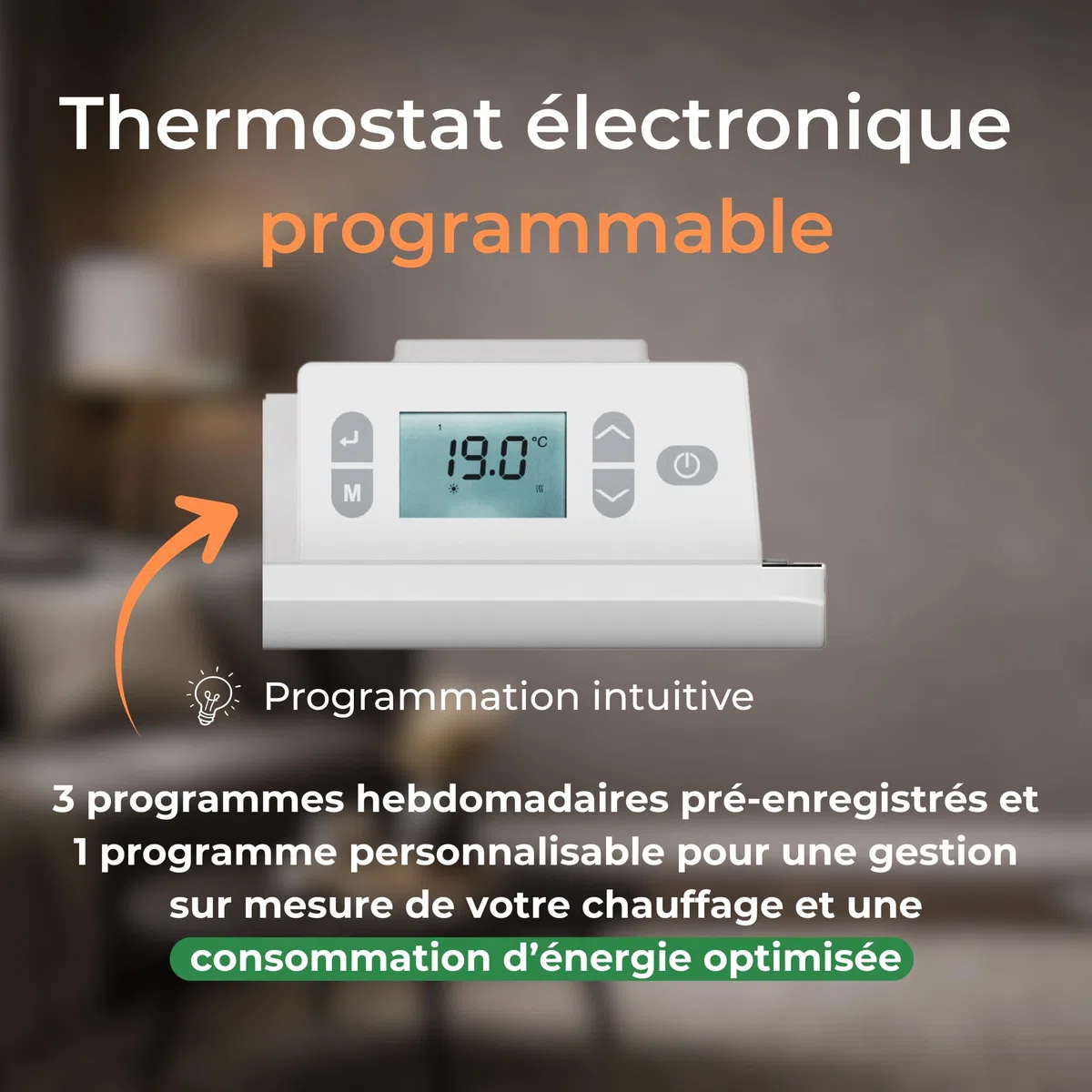 Ceramiczny grzejnik elektryczny bezwładnościowy + folia grzewcza 1000 W Programowalny termostat Cosyup Emea biały 3 lata