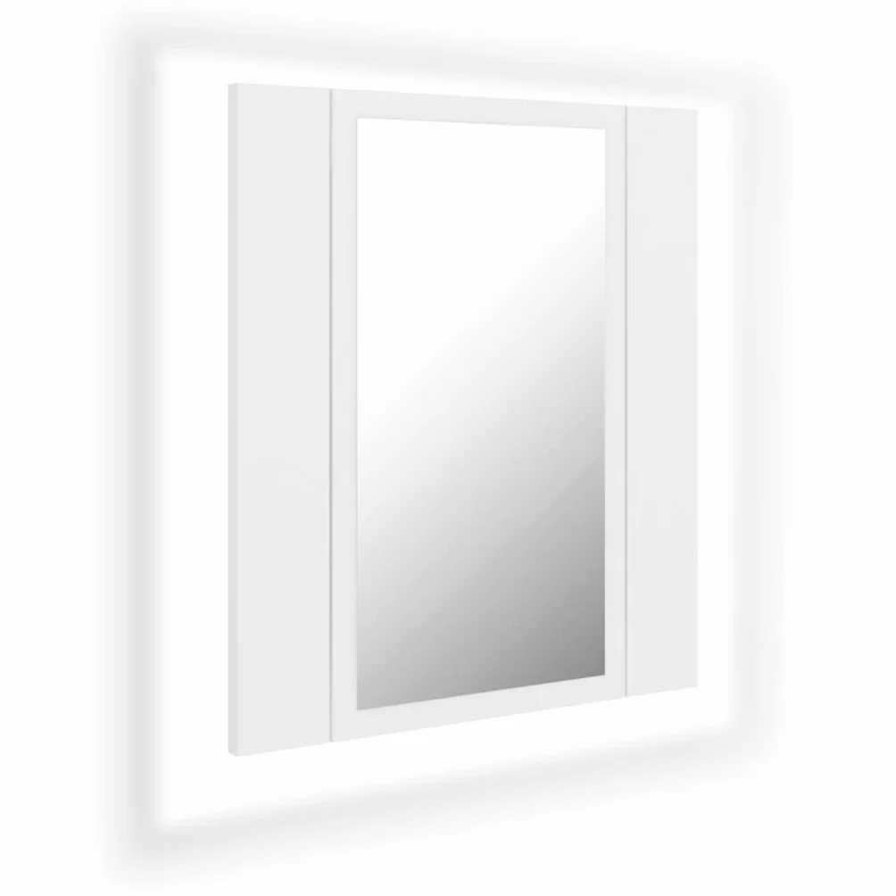 vidaXL Szafka łazienkowa z lustrem i LED, biała, 40x12x45 cm, akryl