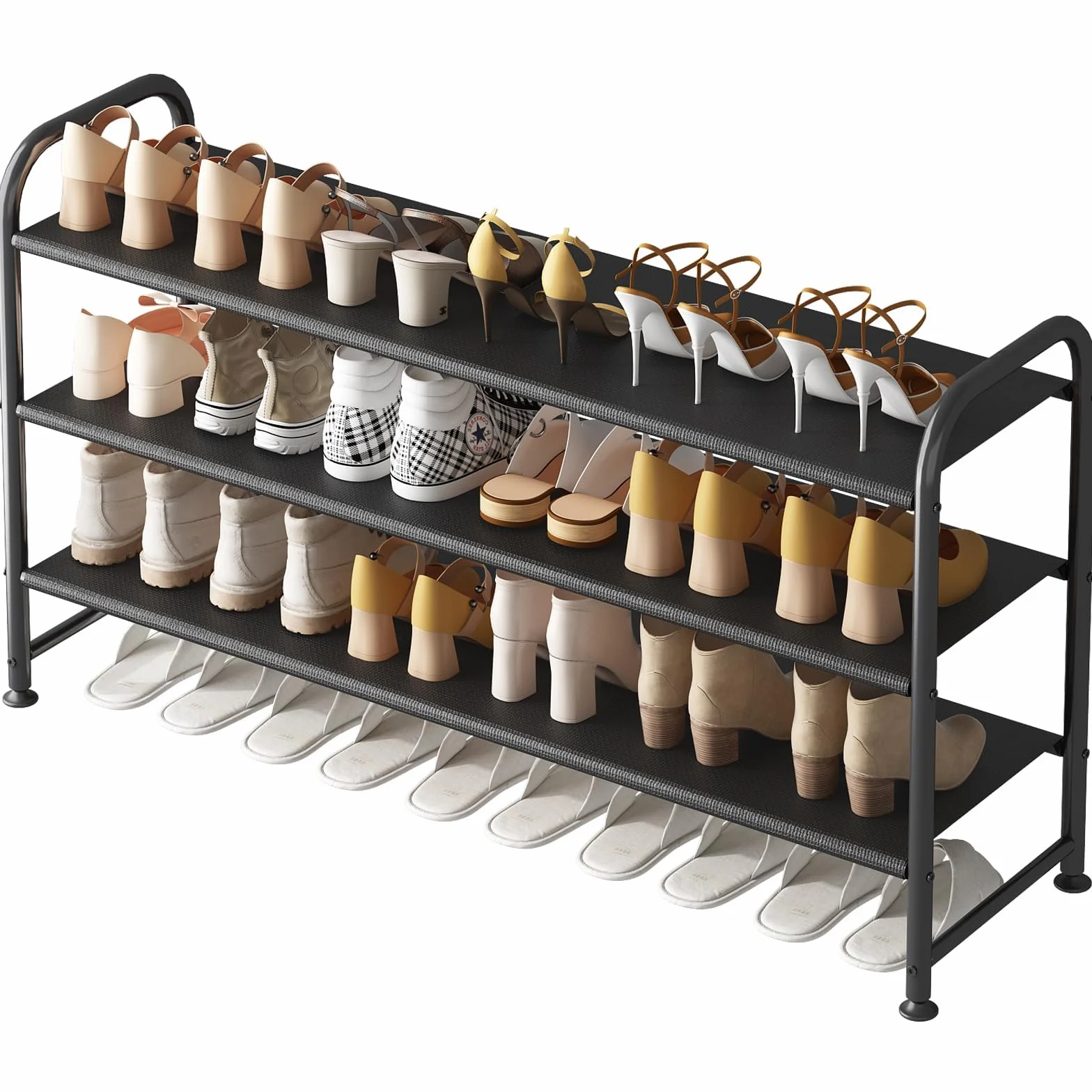 Stojak na buty 3-poziomowy Metalowy Organizer 12-18 par Czarny 29 x 108 x 62 cm