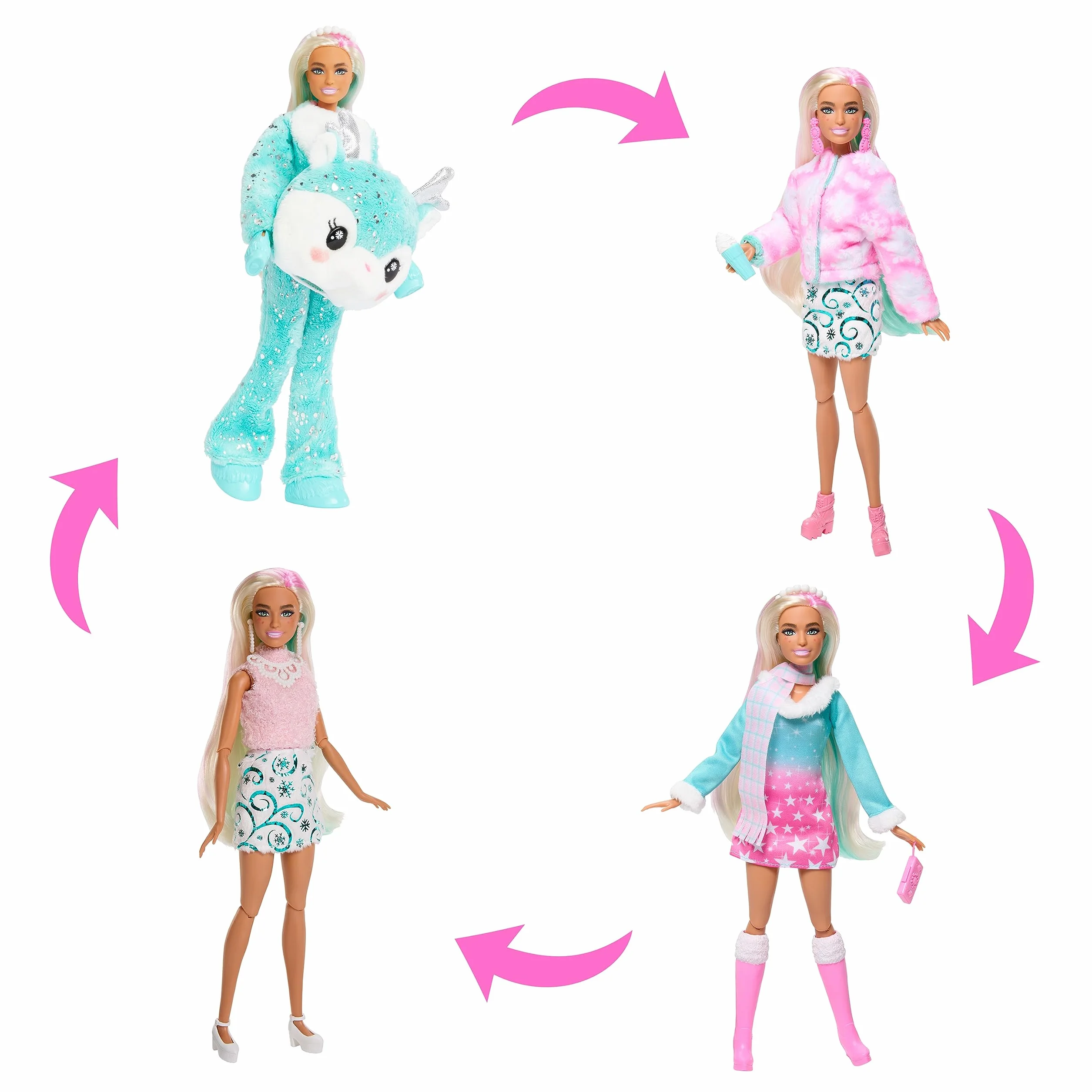 Barbie Cutie Reveal Kalendarz adwentowy z lalką, 24 niespodziankami i zmianą koloru, HJX76