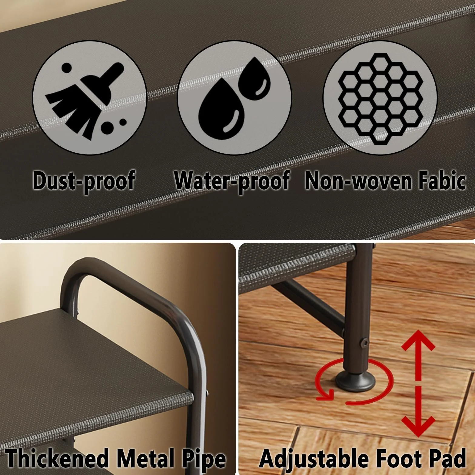 Stojak na buty 3-poziomowy Metalowy Organizer 12-18 par Czarny 29 x 108 x 62 cm