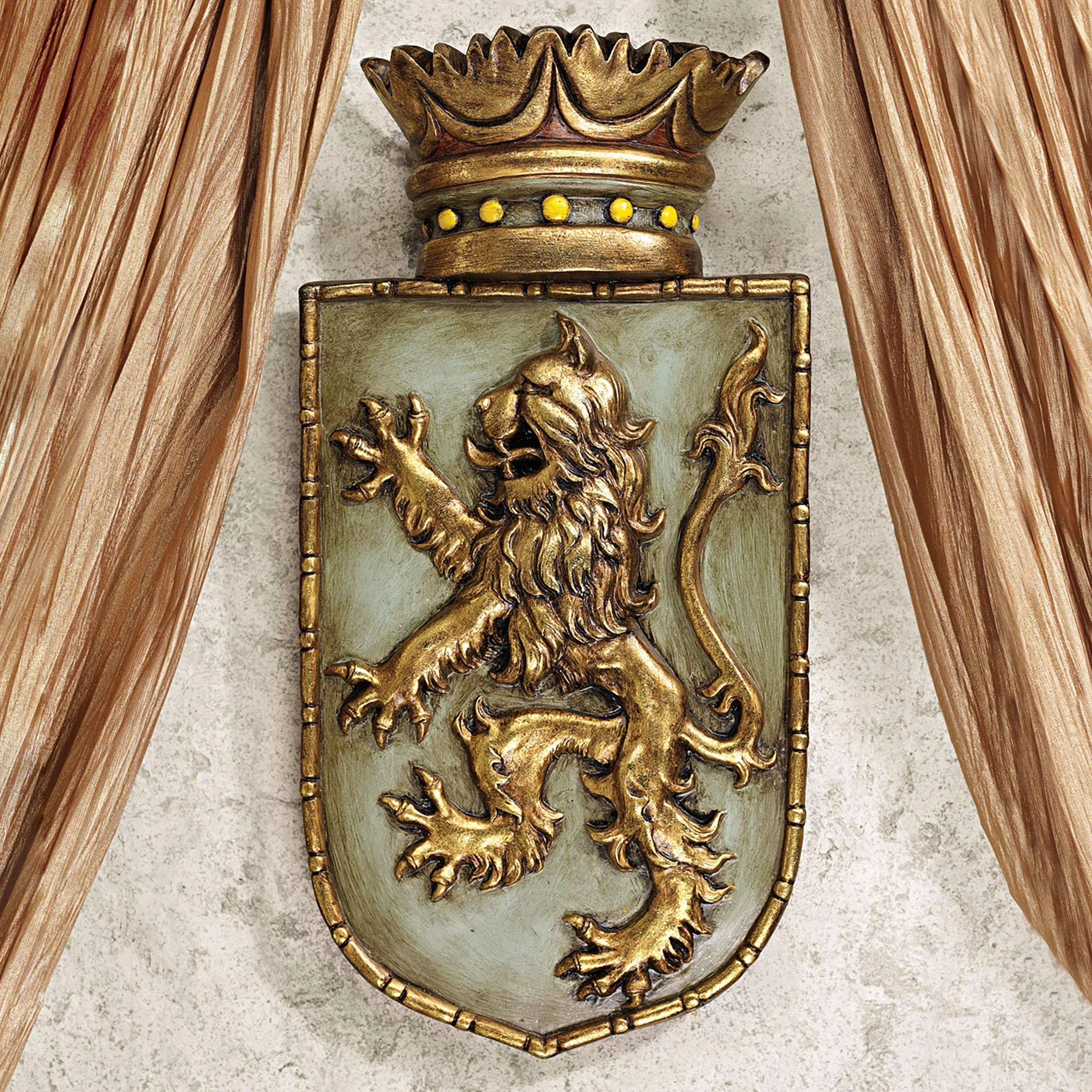 Design Toscano Średniowieczny szyld lew rzeźba ścienna