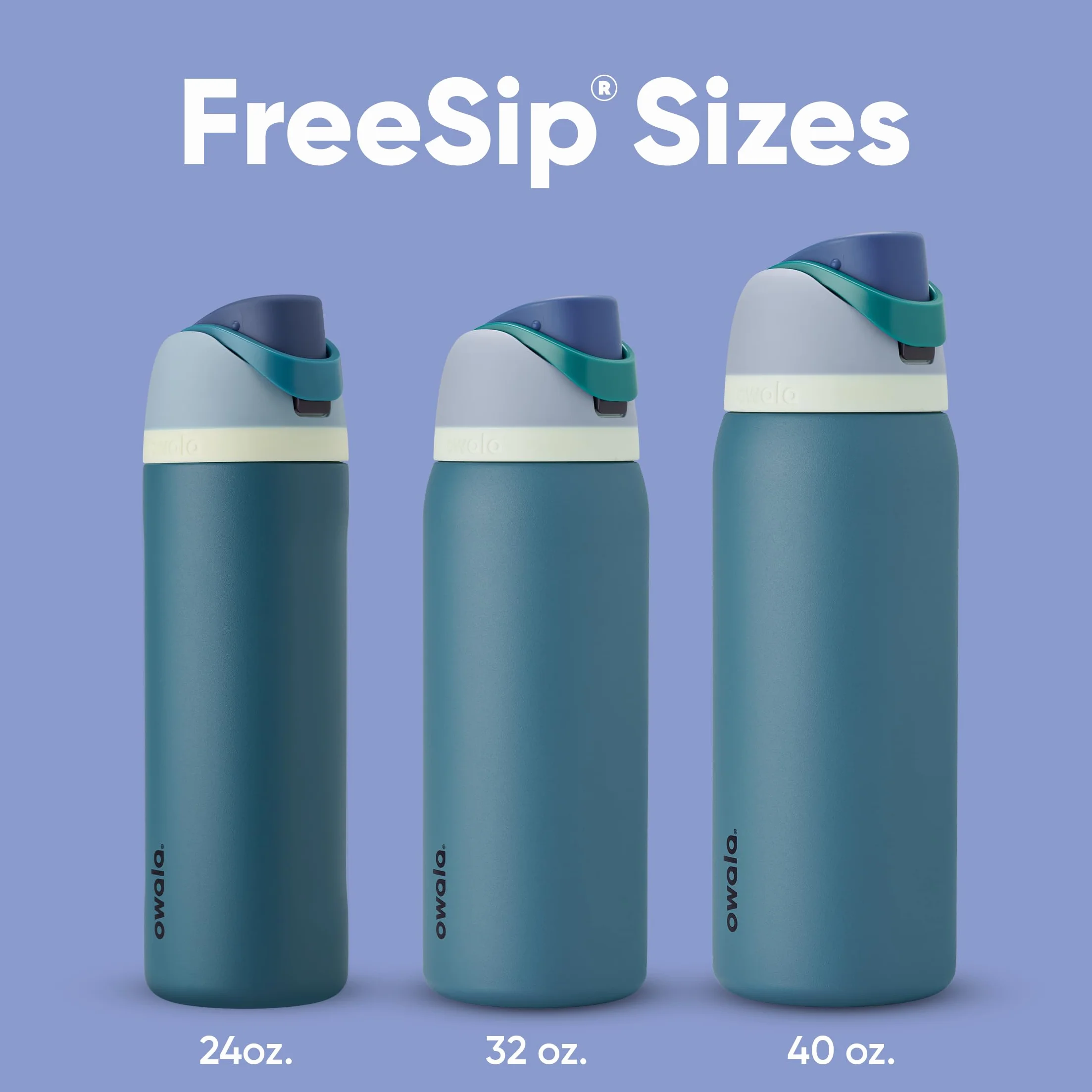 Owala FreeSip izolowana butelka na wodę ze stali nierdzewnej ze słomką, do uprawiania sportu i podróży, szczelna, bez BPA, 700 ml, dżins