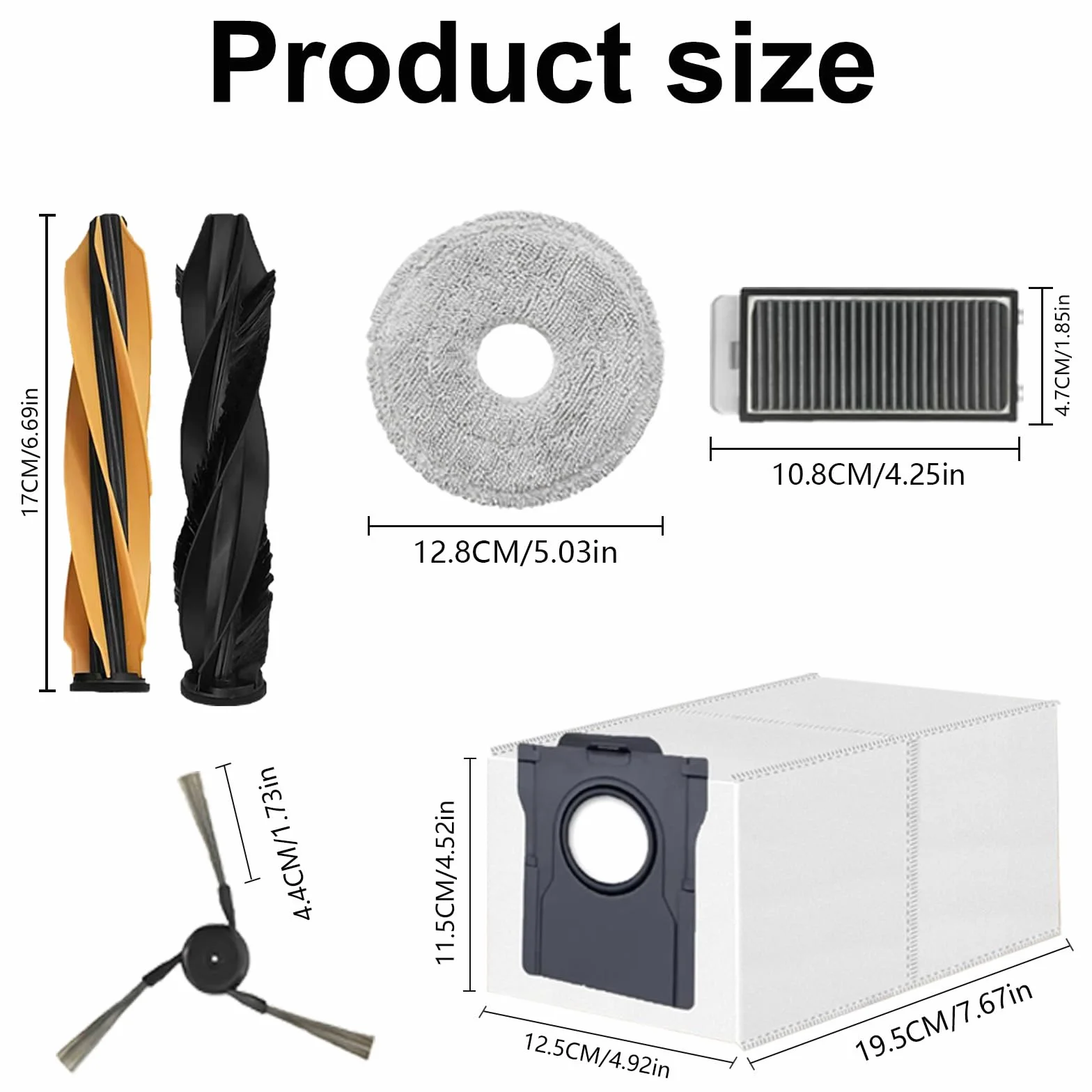 Akcesoria do Dreame L40s Pro Ultra/ X50 Ultra Complete/X50 Master/ L50 Pro Ultra i do odkurzacza Mova V50 Ultra Complete, 2 szczotki główne, 4 filtry, 6 worków do kurzu, 6 ściereczek, 6 szczotek