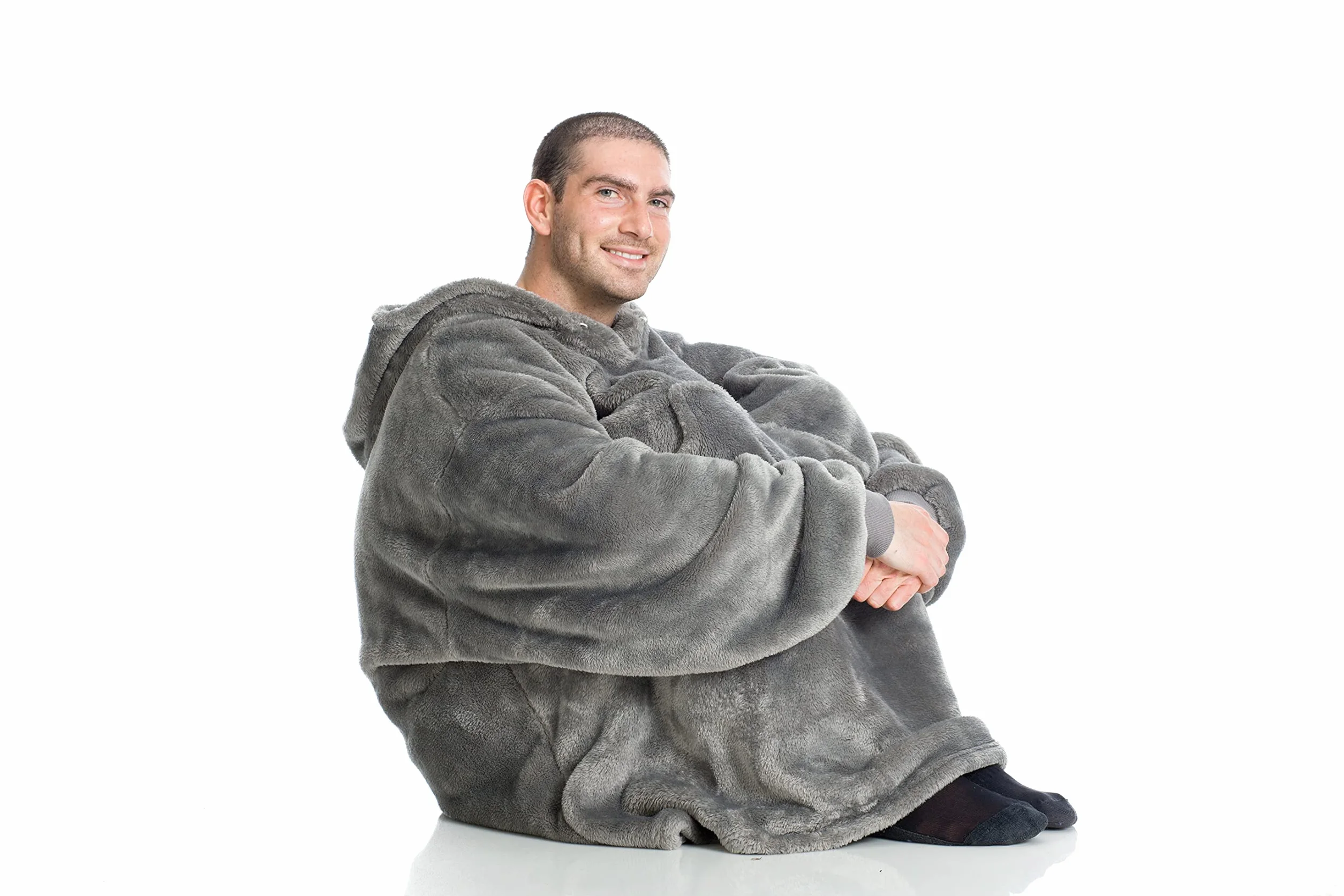 Koc Bluza z kapturem Oversize z kapturem, bluza, koc z rękawami, bluza polarowa 100% mikrofibra koc polarowy, rozmiar oversize dla dorosłych, ponczo