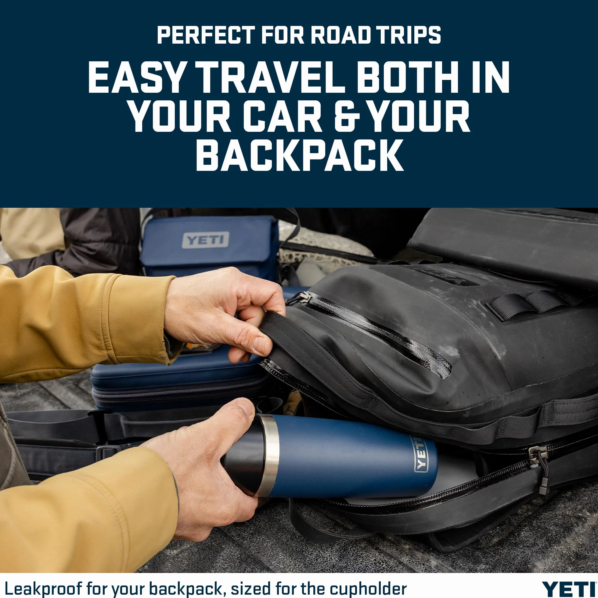 YETI Rambler 16 oz (473 ml) Travel Bottle with 100% Leakproof Hotshot Commuter Cap, Vacuum Insulated Stainless Steel Coffee Flask for Travel & Commute, Navy