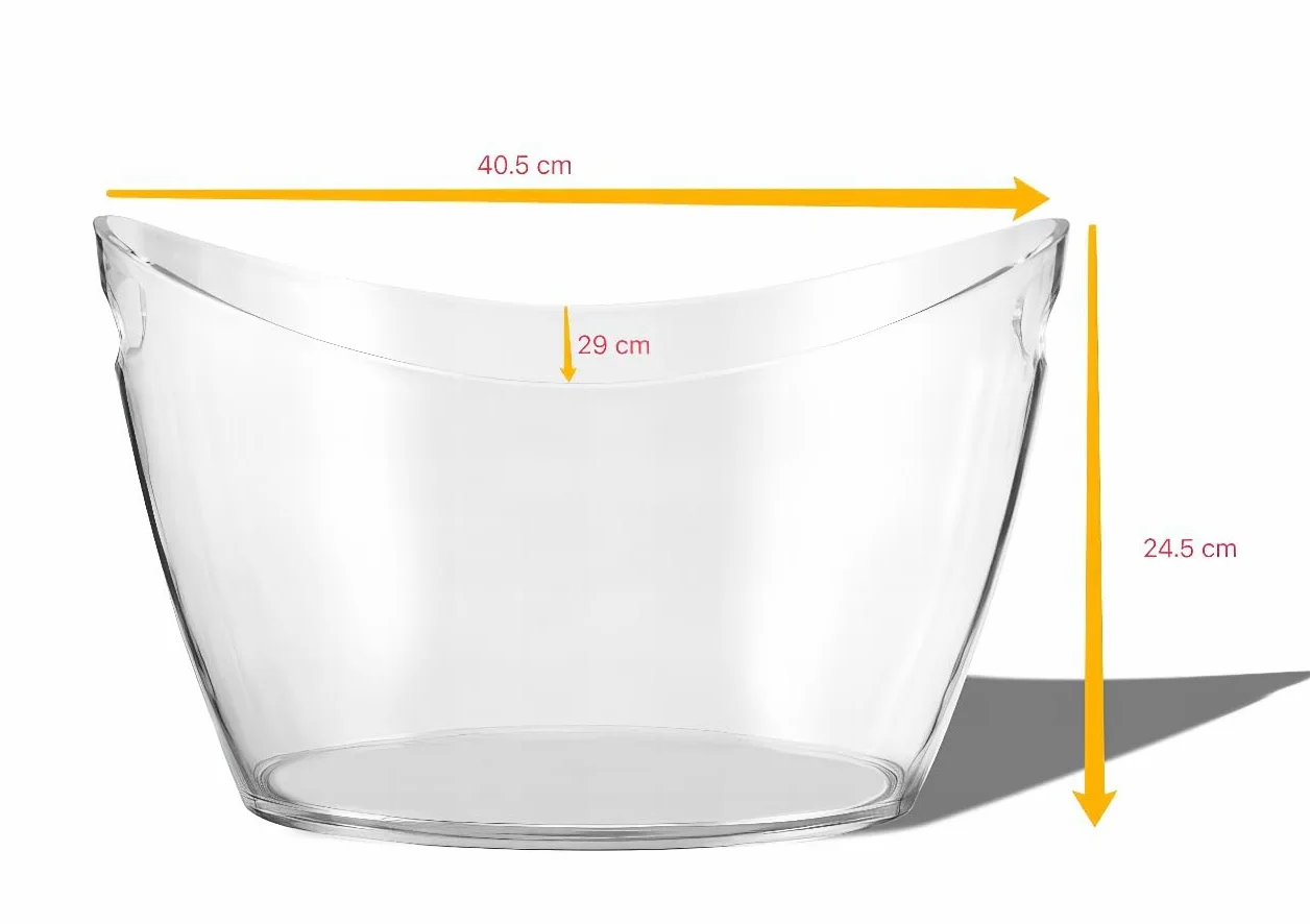 Owalny Pojemnik na Lód 12L Przezroczysty Plastik PS 40,5 x 29 x 24,5 cm