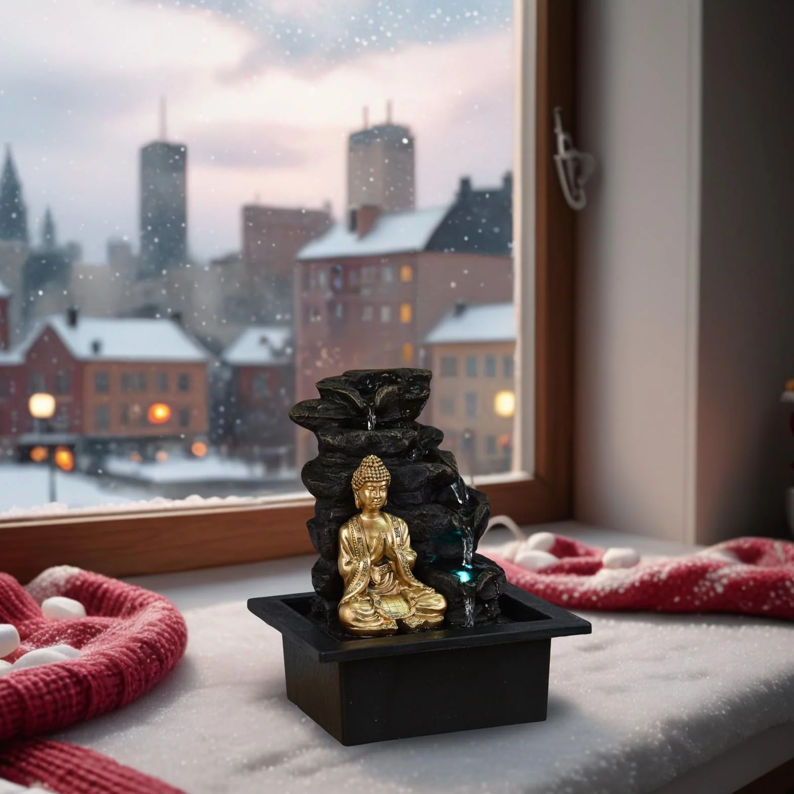 Zen'Light Shira fontanna pokojowa z pompą i oświetleniem LED, żywica syntetyczna, rozmiar uniwersalny