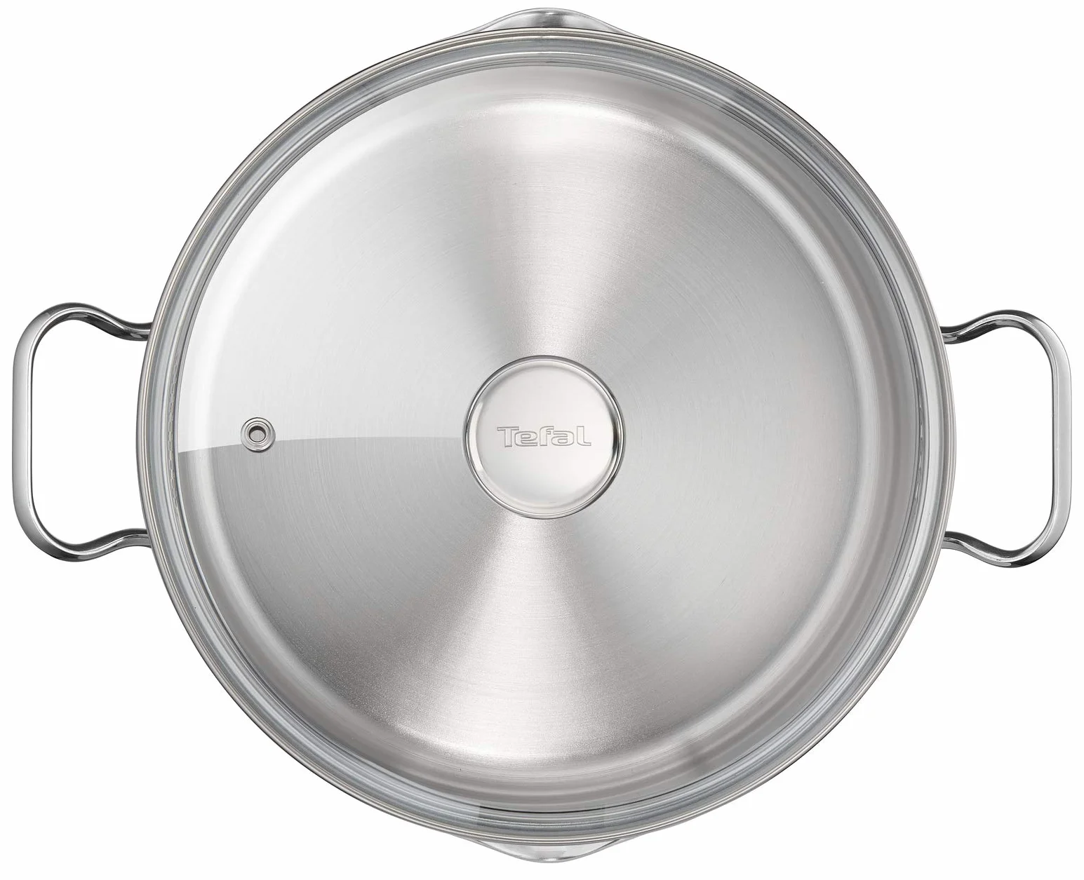 TEFAL A70544 Duetto Garnek, 20 cm, stal nierdzewna, do wszystkich kuchenek, grube dno indukcyjne, miarka wewnątrz garnka, boczne profile, nitowane uchwyty, Srebrny