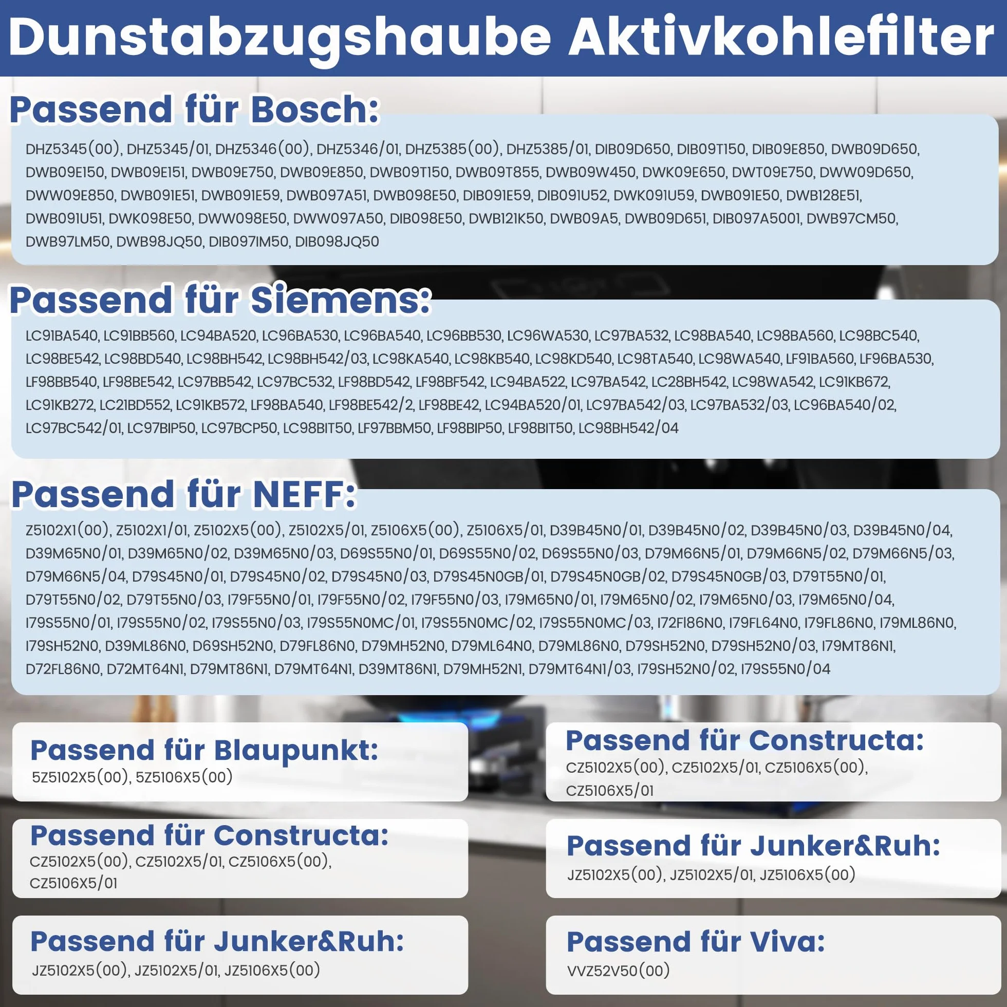 2 filtry z węglem aktywnym okap kuchenny do okapów kuchennych Bosch DHZ5346 / DHZ5345 / 00705432/11026771 okap kuchenny Filtr do okapu kuchennego Siemens LZ53451 / LZ53450 i Neff Z5102X1 / Z5102X5