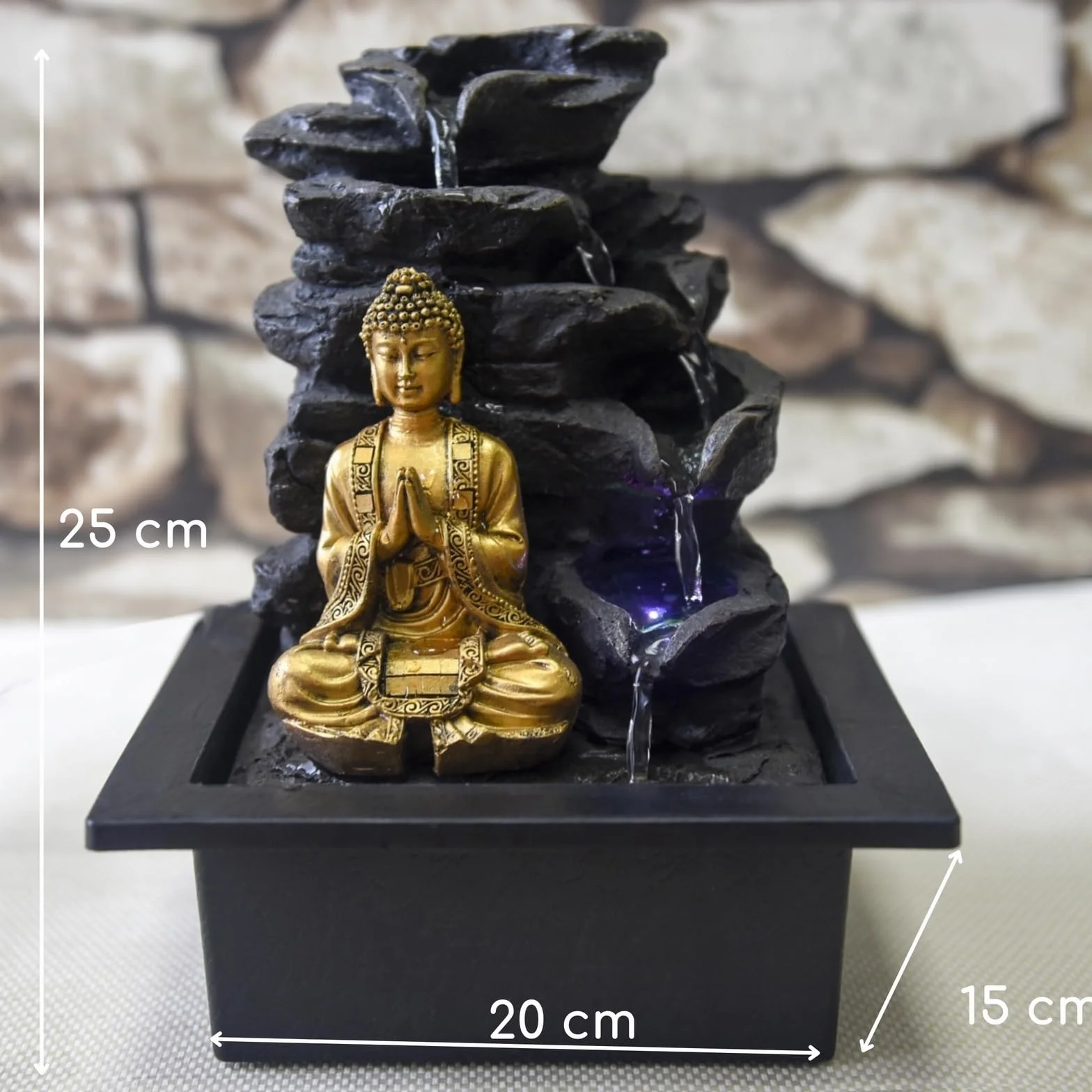 Zen'Light Shira fontanna pokojowa z pompą i oświetleniem LED, żywica syntetyczna, rozmiar uniwersalny