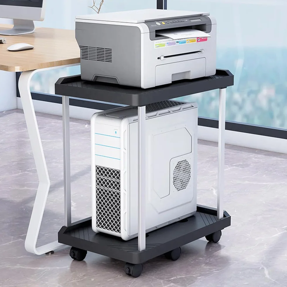 Mobilny stojak na komputer 2-poziomowy z kółkami ATX PC