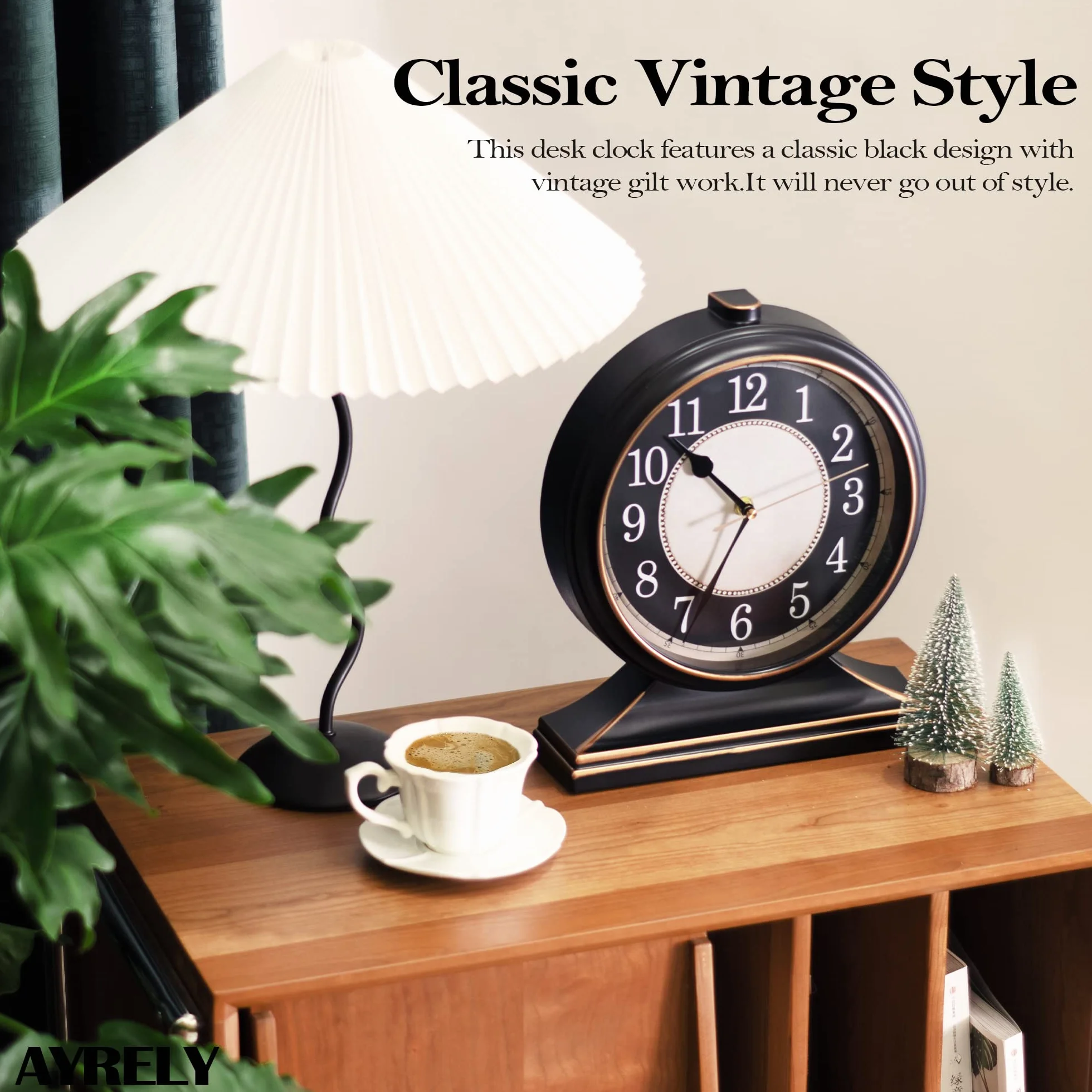 Zegar stołowy w stylu vintage retro cichy dekoracja do salonu