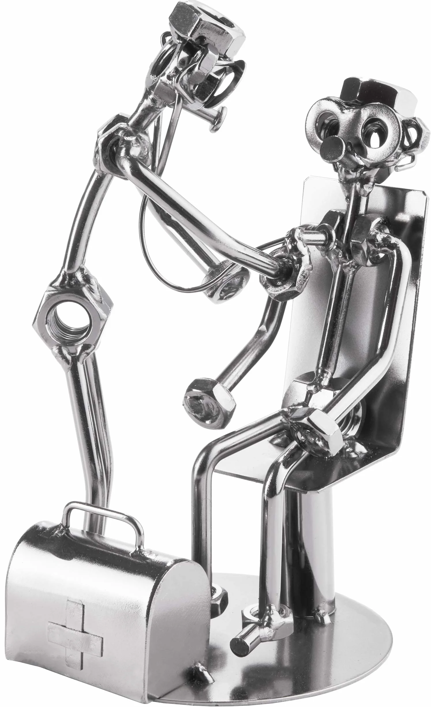 BRUBAKER Figurka ze śrubami lekarz ze stetoskopem pacjenta - ręczne wykonanie żelazne figurki metalowy mężczyzna - metalowa figurka pomysł na prezent dla lekarzy domowych - prezent dla lekarzy