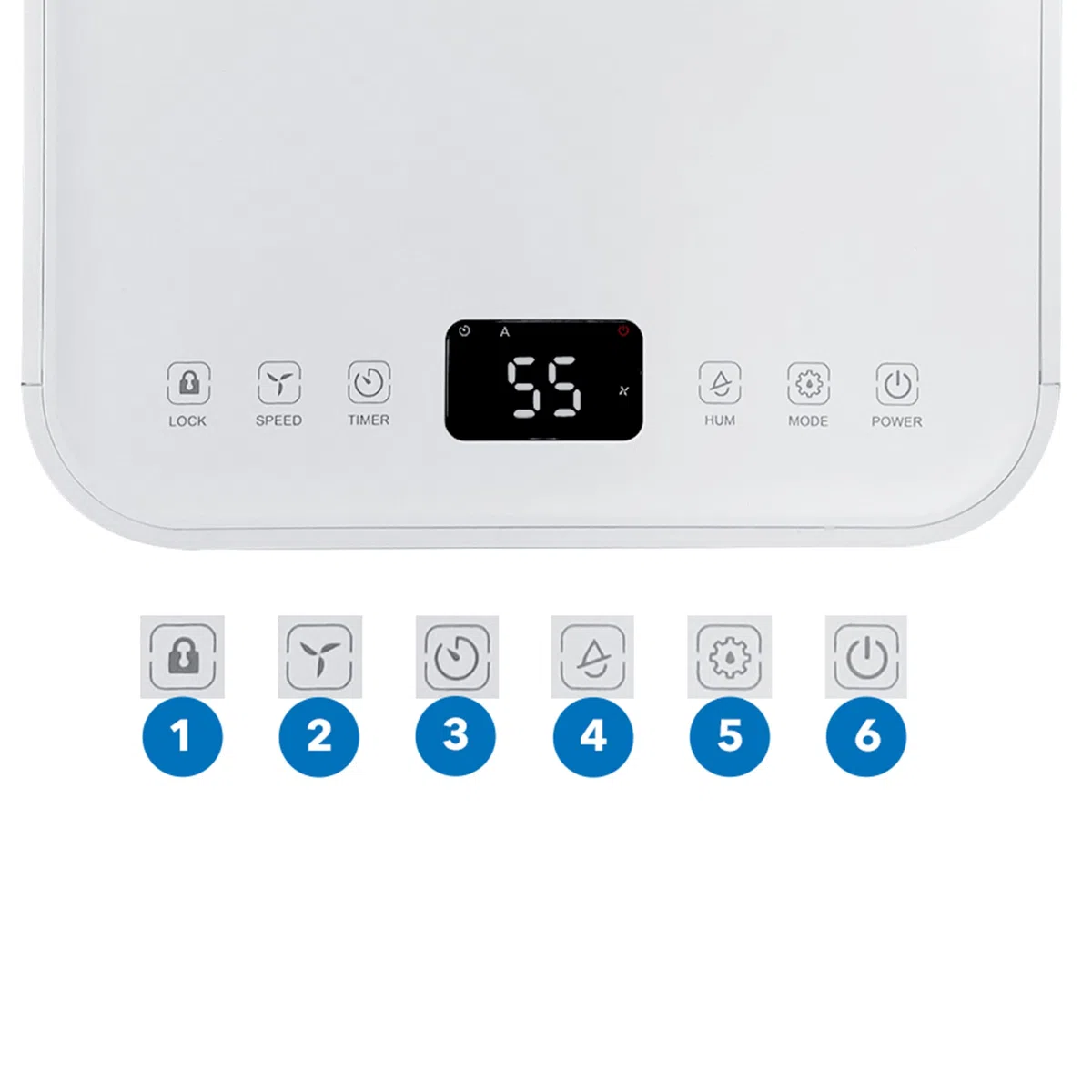EBERG RICO WiFi osuszacz powietrza 12 l/24 h, higrostat, sterowanie aplikacją, wyświetlacz LCD, timer 24 h, drenaż ciągły, osuszacz do domu i piwnicy, biały