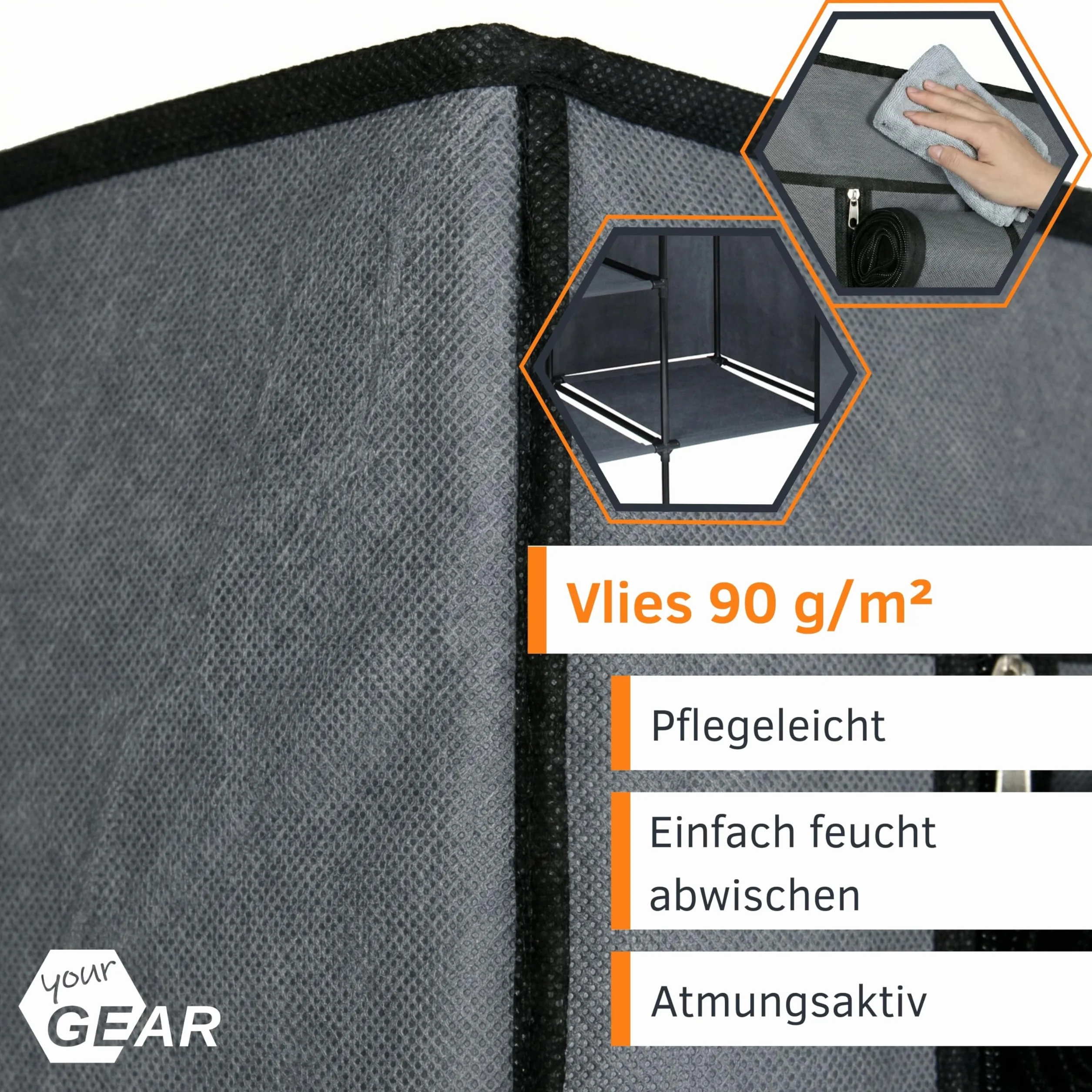 your GEAR Szafa na ubrania Grado 108x45x175 cm materiałowa 2 drążki 4 półki