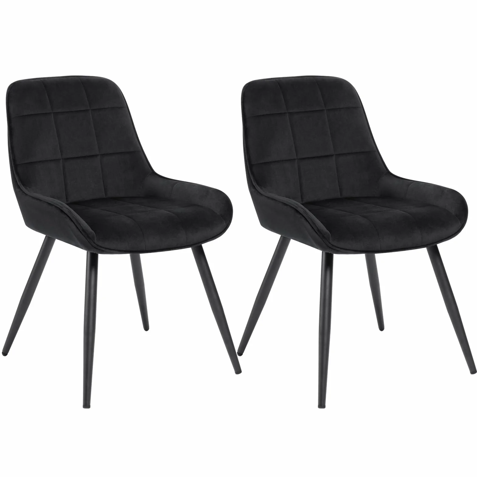 WOLTU 2 x krzesła do jadalni, tapicerowane, aksamitne, krzesło akcentujące do salonu, sypialni, kuchni, ergonomiczne krzesło z oparciem, czarne, BH331sz-2