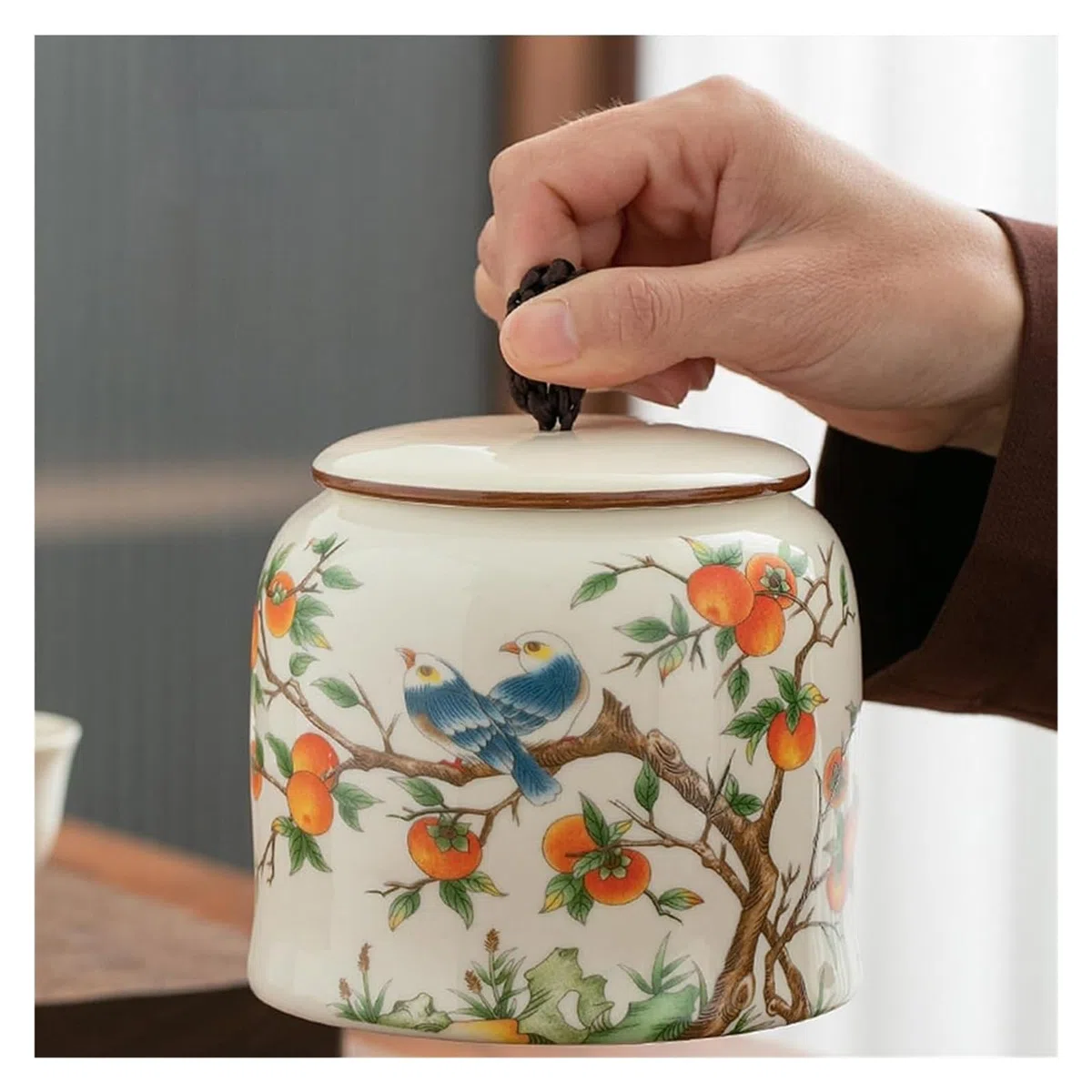 Słoiki z herbatą Ceramiczny pojemnik na herbatę z pokrywką Vintage chińskie puszki na herbatę puszka do kuchni herbata kawa do salonu półka prezent D