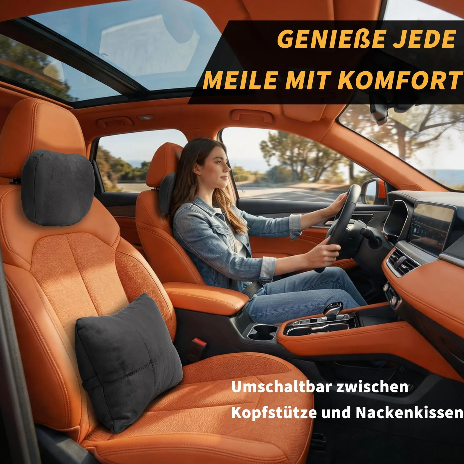 Kwak's zestaw poduszek na zagłówek, Maybach Design S klasa, super miękka poduszka na zagłówek samochodowy, podparcie lędźwiowe, poszewka ze sztucznego zamszu PP, bawełniana wypełniona poduszka (szara)