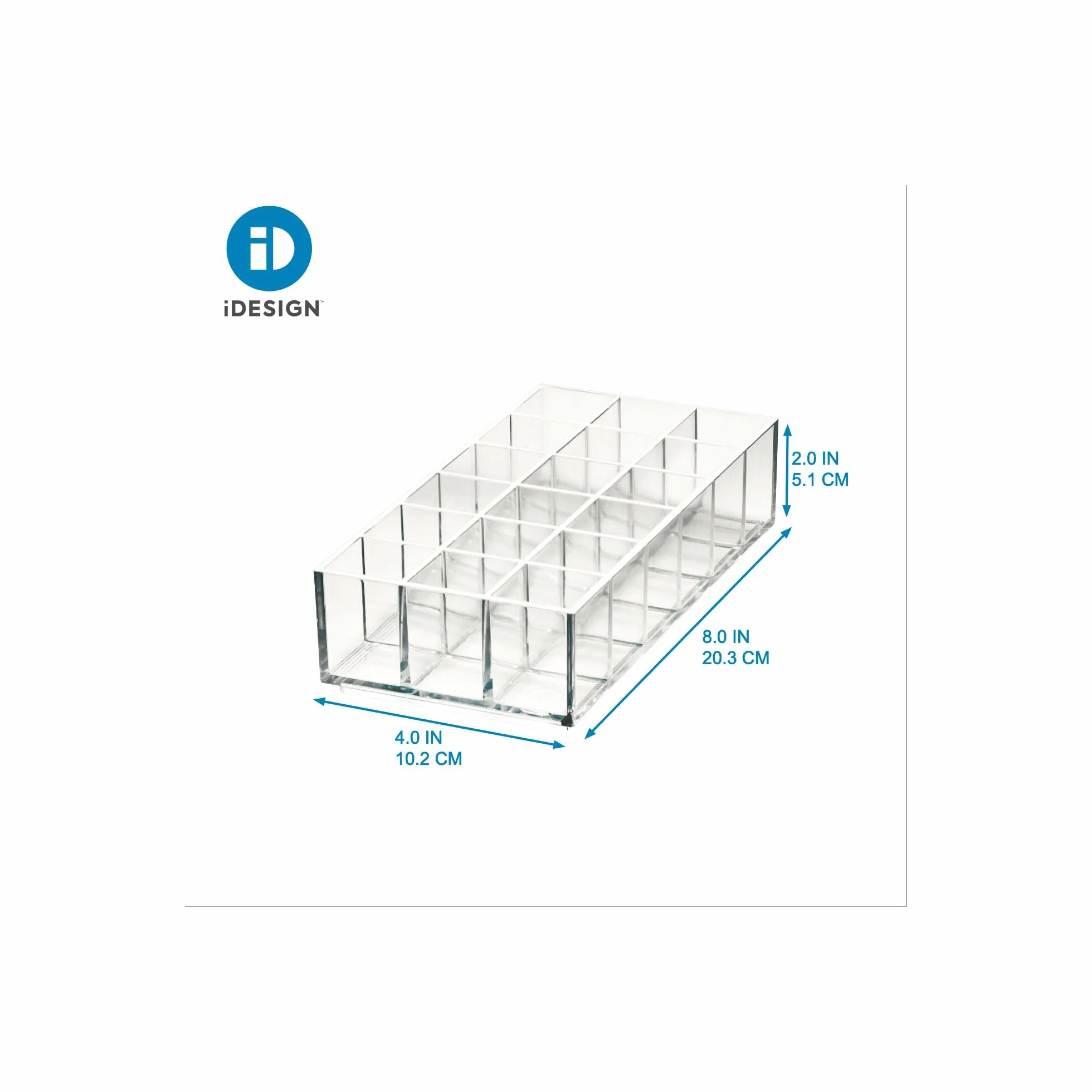 iDesign Plastikowy organizer na szminkę z kolekcji Sarah Tanno, 20 x 10 x 5 cm, przezroczysty