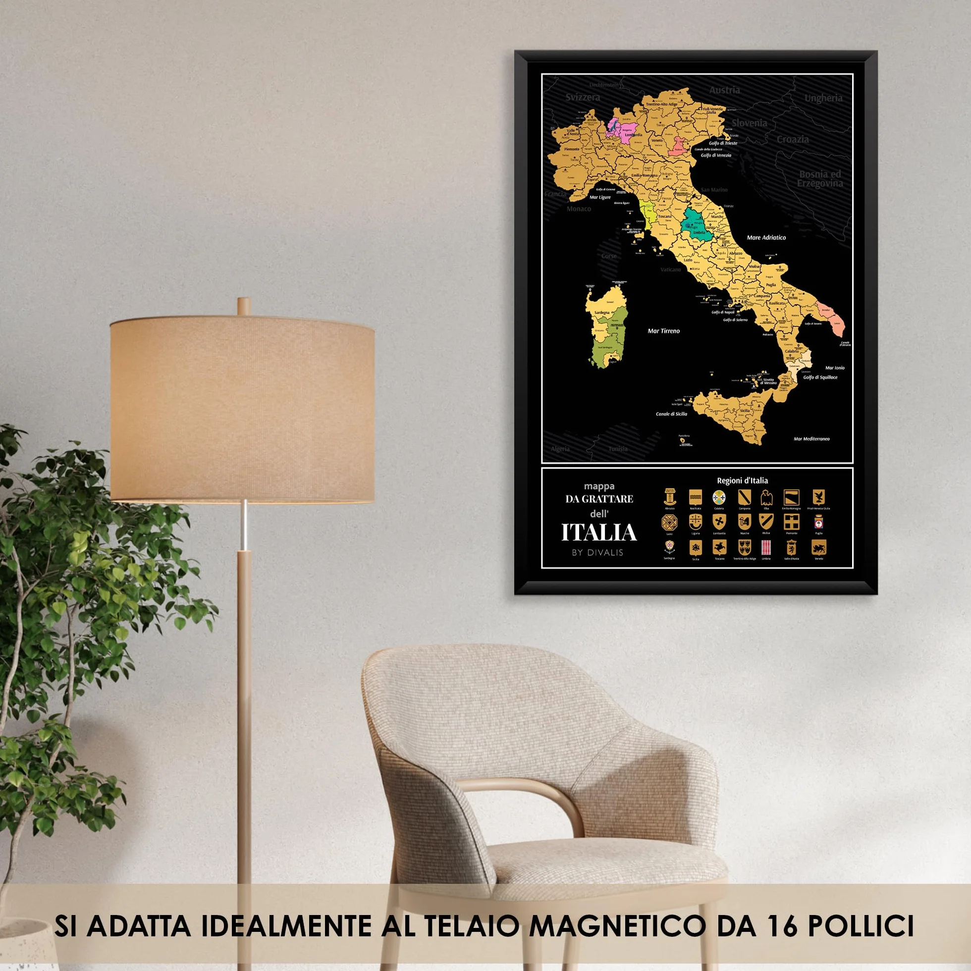 Divalis Mapa zdrapka Włochy - Duża mapa zdrapka Włochy - Scratch off Italy Map - Scratchable Poster