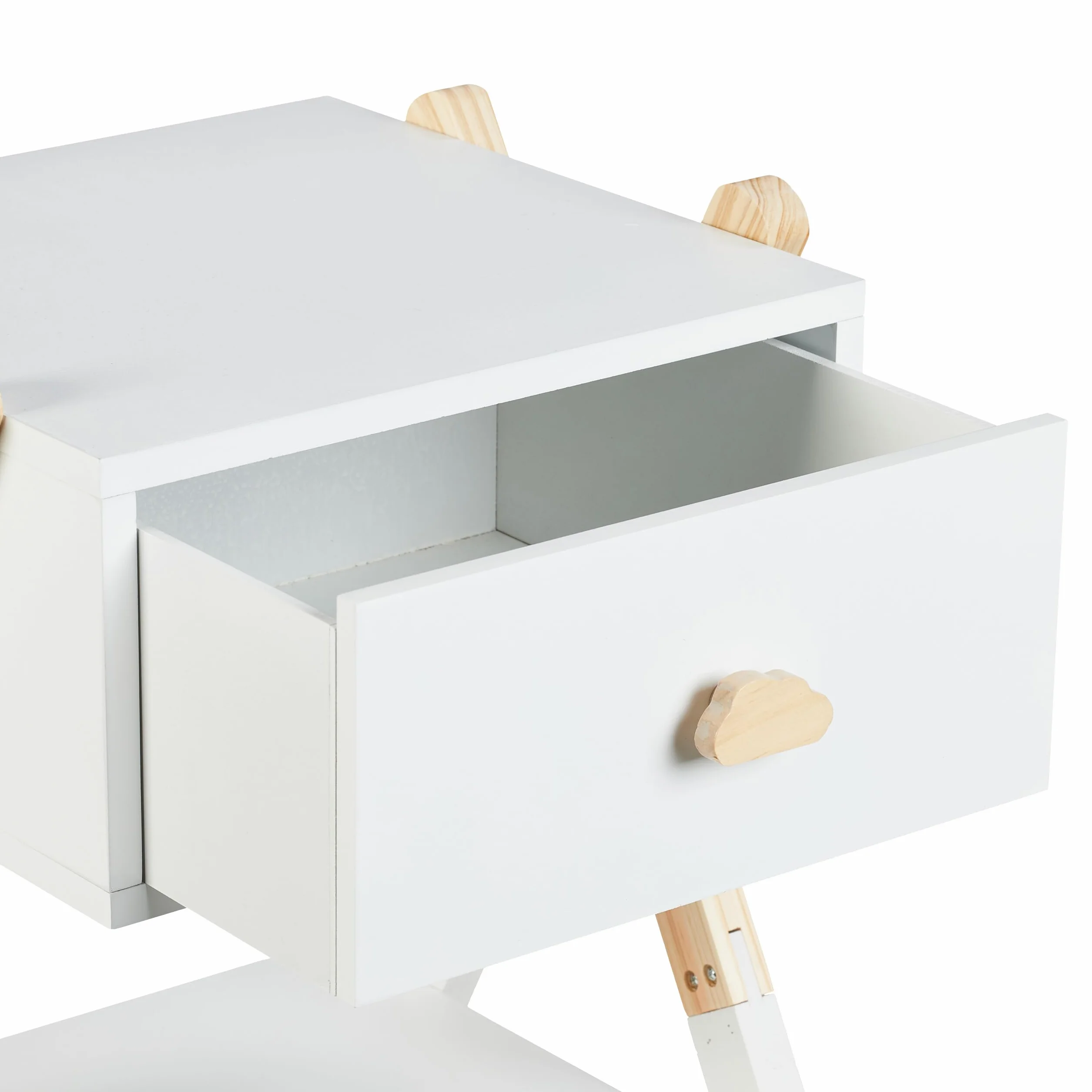 Relaxdays Stolik nocny dla dzieci 42x34x32 cm drewno MDF biały naturalny