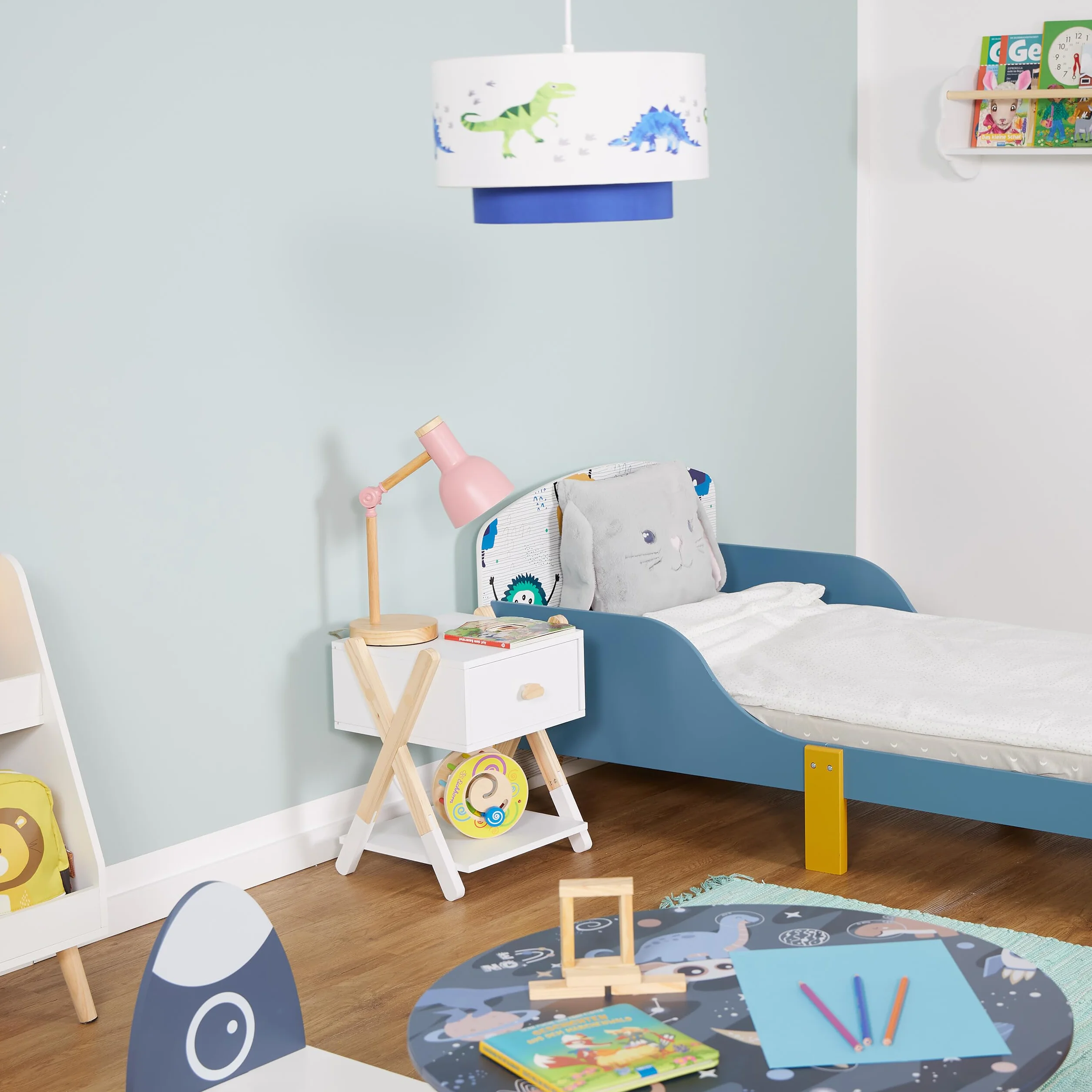 Relaxdays Stolik nocny dla dzieci 42x34x32 cm drewno MDF biały naturalny