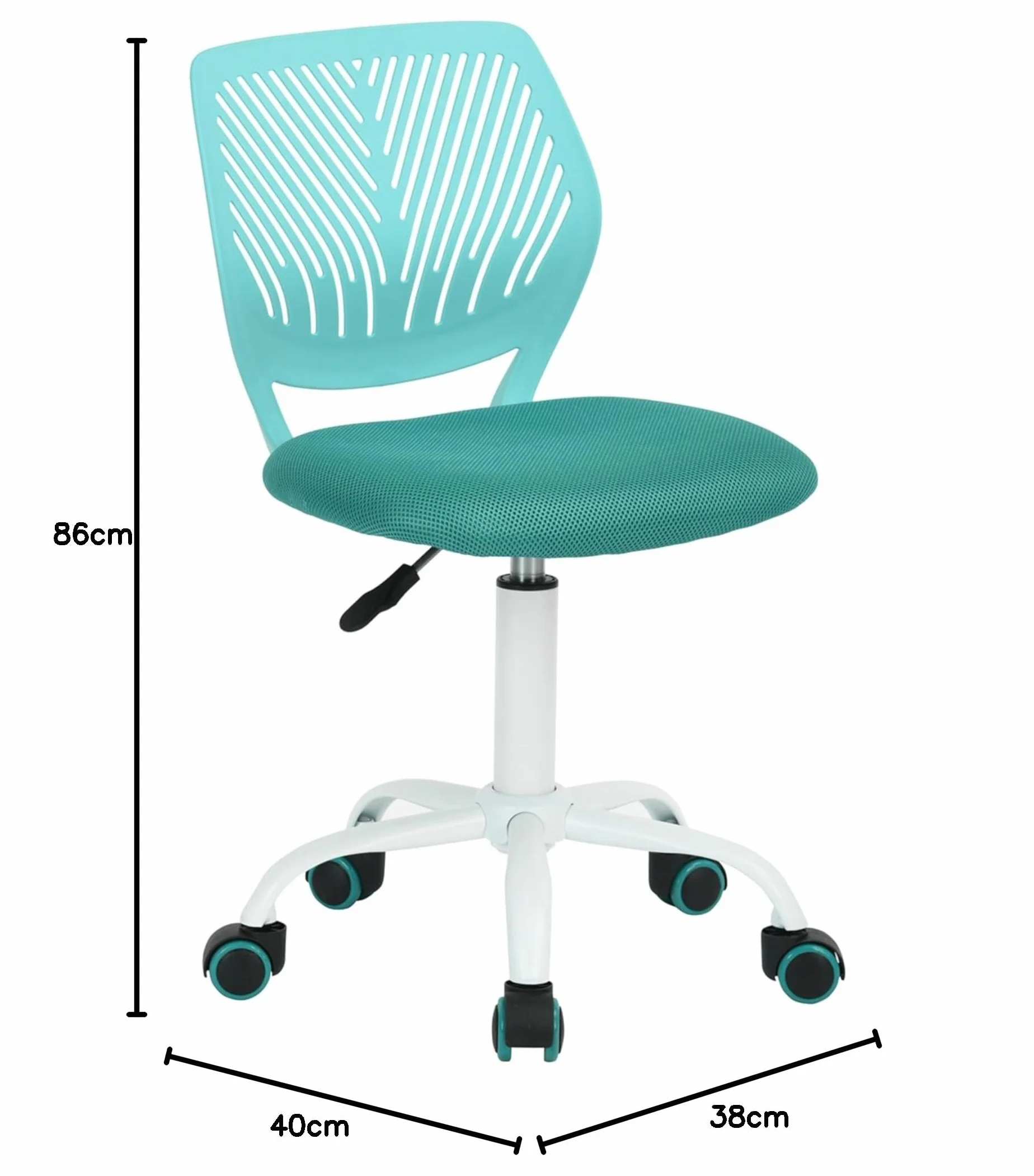 FurnitureR Krzesła obrotowe do jadalni, 1 szt., krzesło kuchenne, tapicerowane krzesło, krzesło obrotowe, wygodne krzesło z kółkami, oparcie, krzesło bez rękawów do jadalni, salonu, turkusowe, M