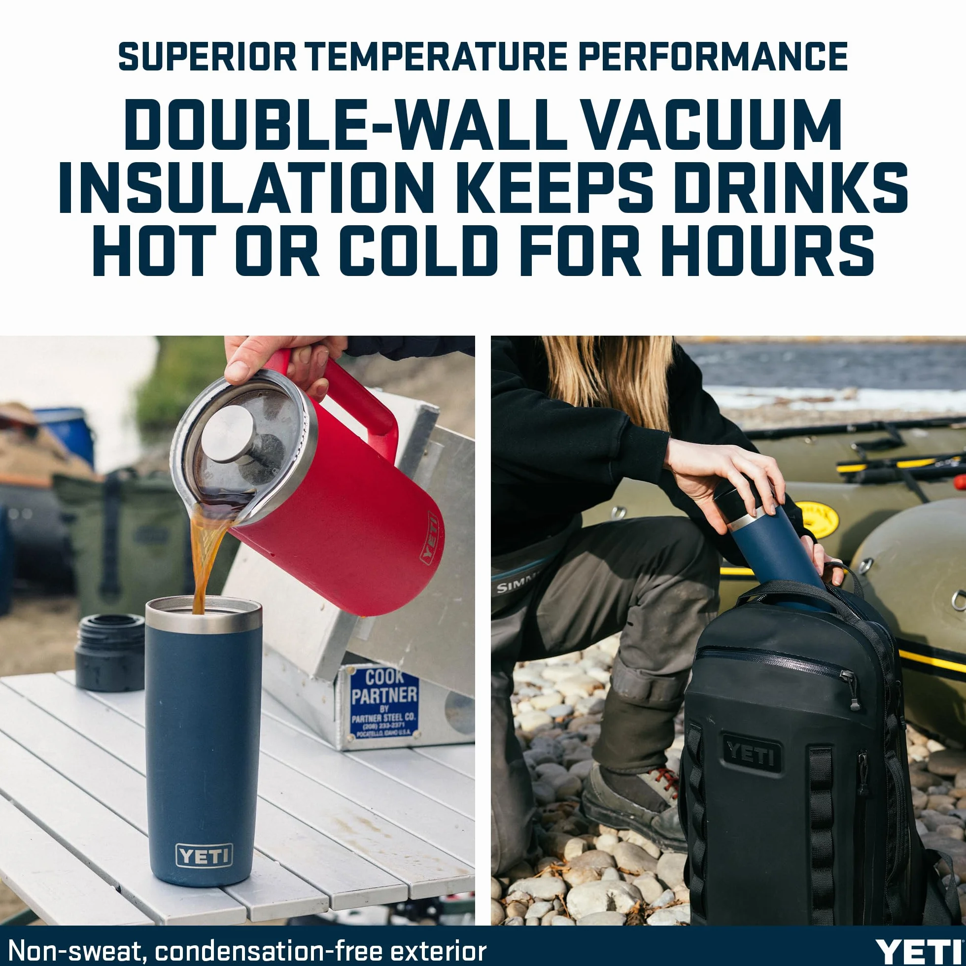 YETI Rambler 16 oz (473 ml) Travel Bottle with 100% Leakproof Hotshot Commuter Cap, Vacuum Insulated Stainless Steel Coffee Flask for Travel & Commute, Navy