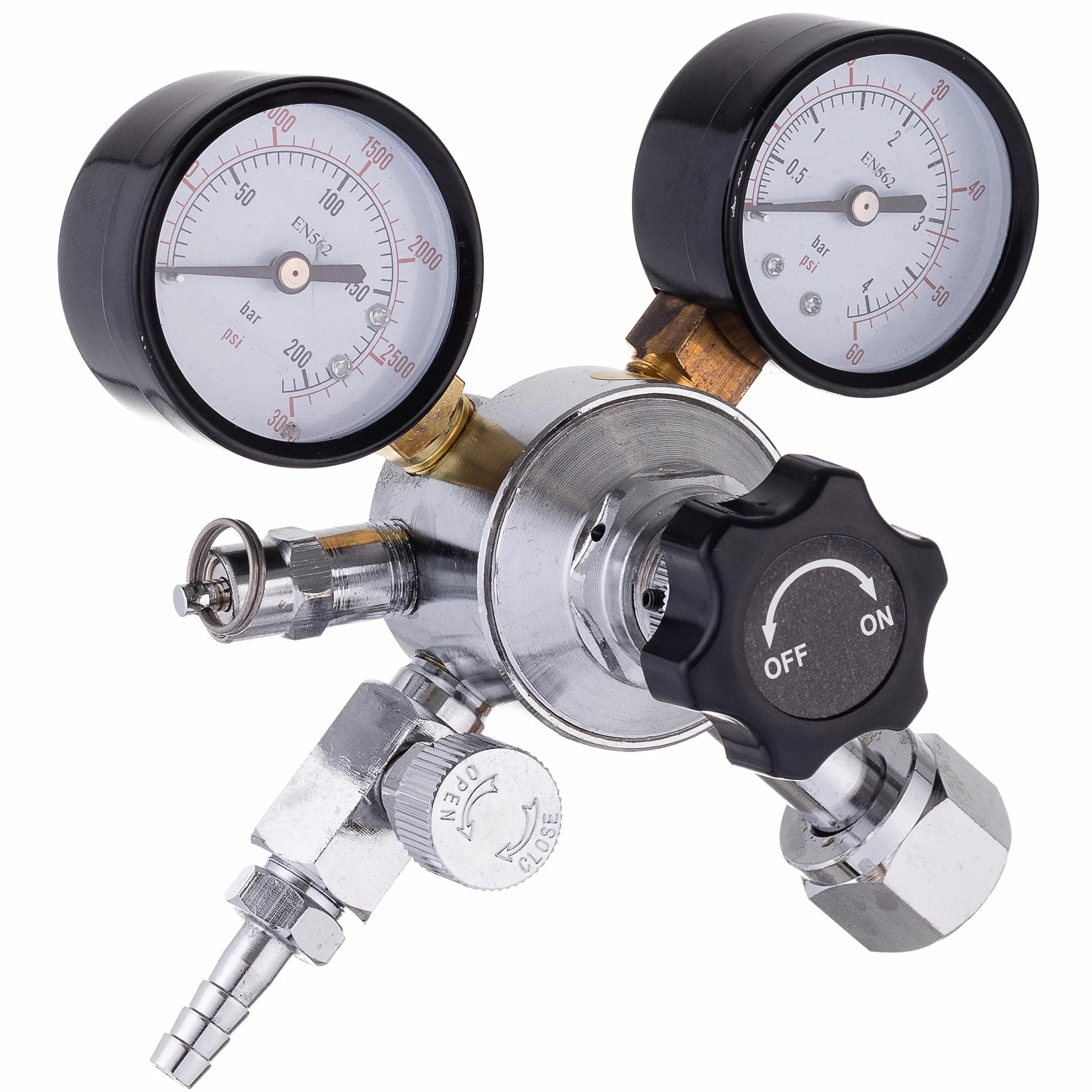 Reduktor ciśnienia CO2 - dwutlenek węgla - podwójny manometr regulator ciśnienia do piwa, strzelnicy do piwa