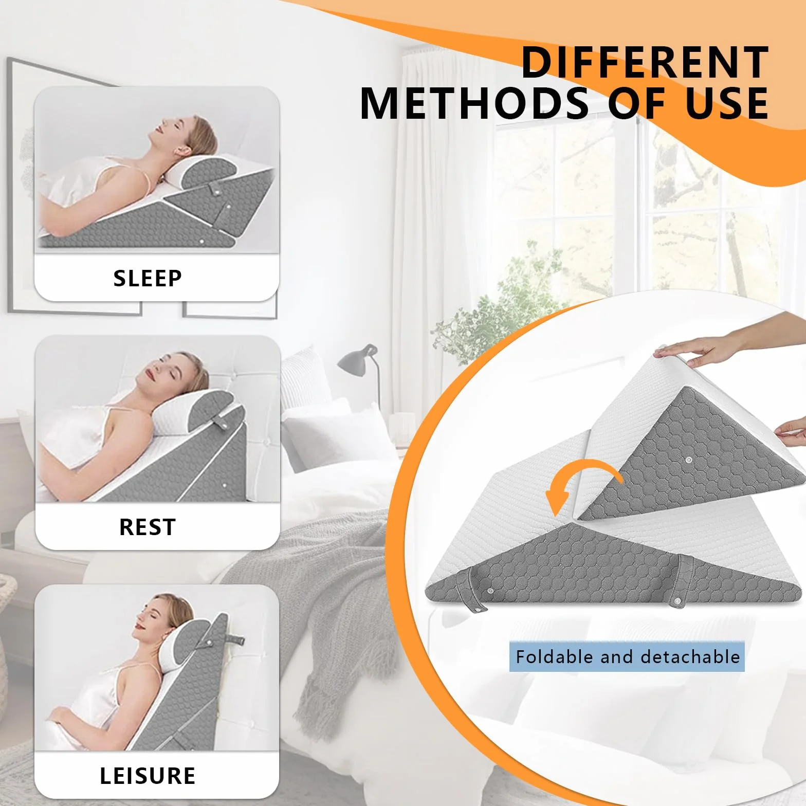 Memory Foam trójkątna poduszka ortopedyczna 56x56x30 cm Anti-Reflux zapobiegająca chrapaniu