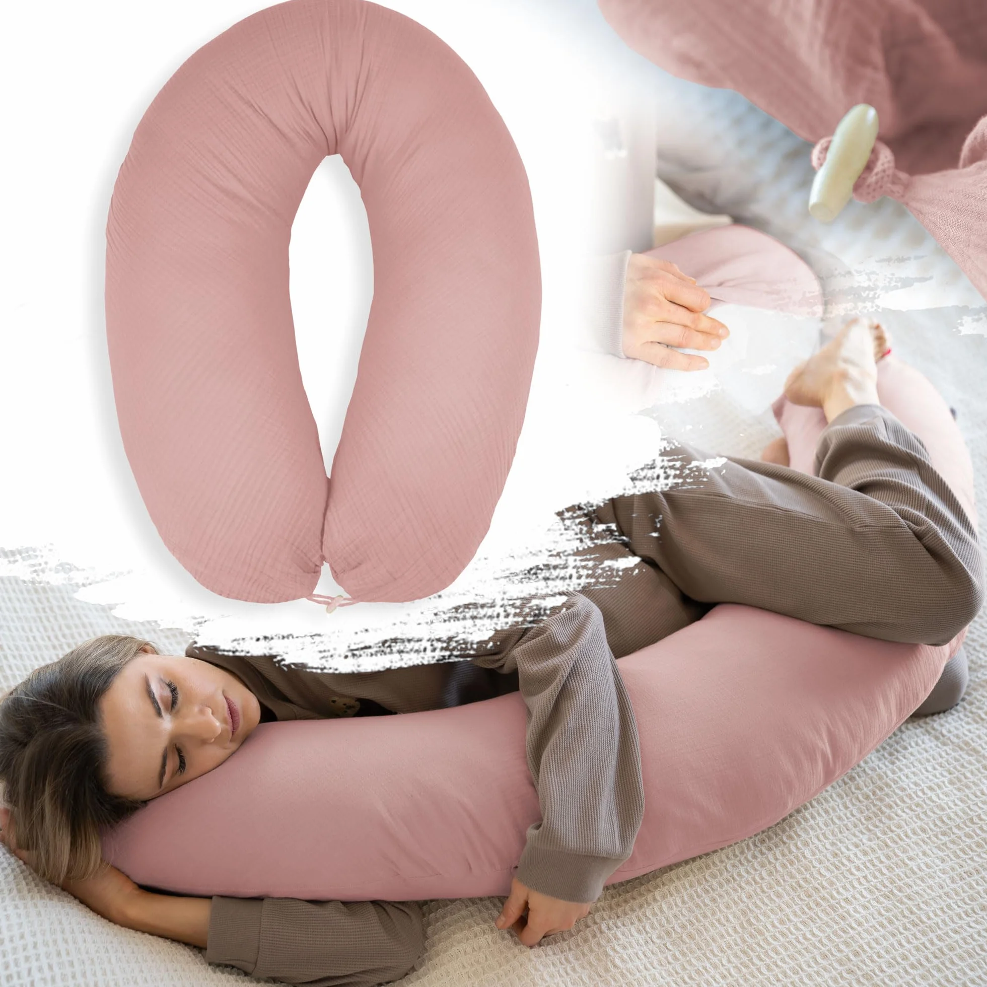 PaLulli Ergonomiczna poduszka do karmienia XXL 190 x 30 cm bawełna bio-muślinowa