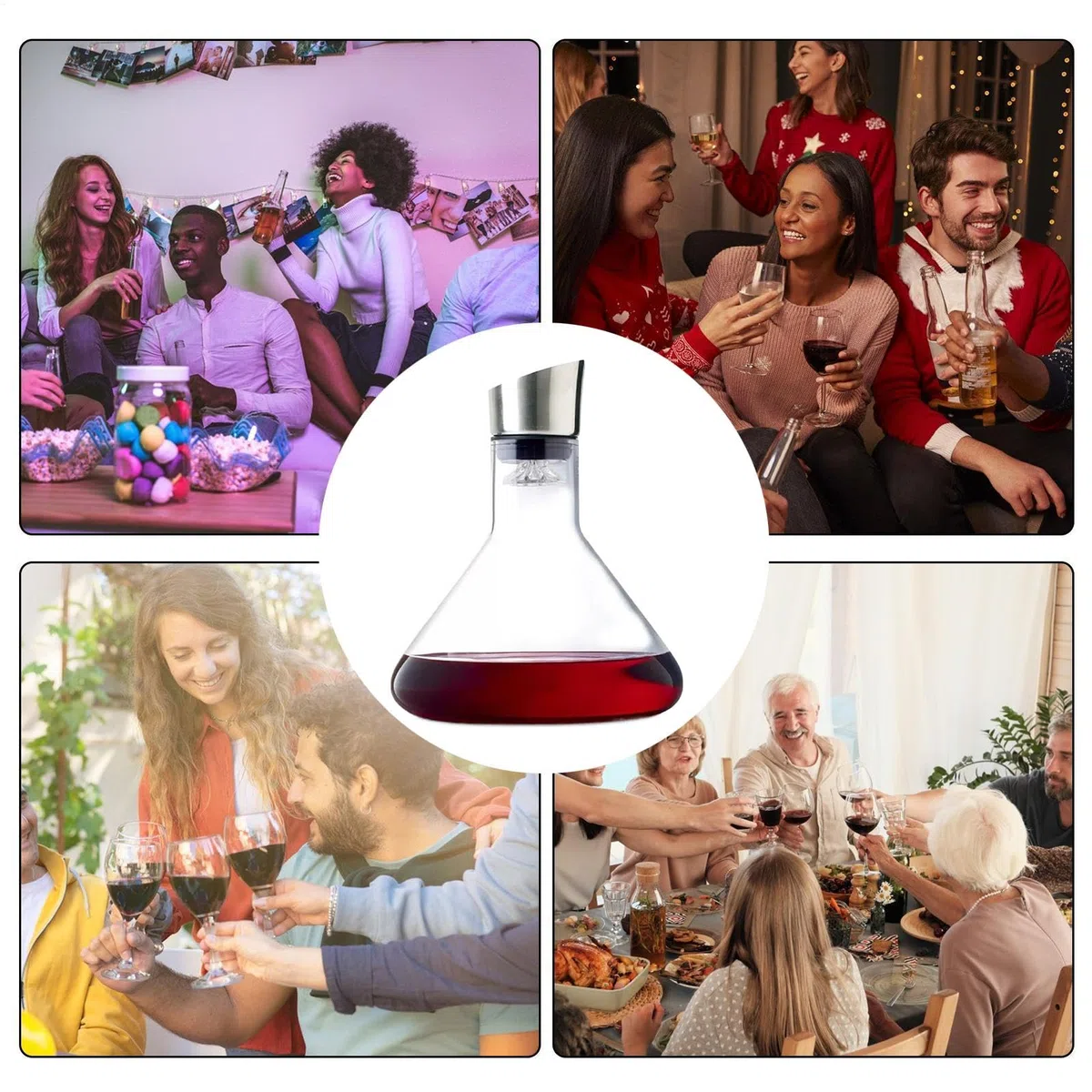 Dekanter do wina z dozownikiem, Aerator do butelek z winem, Aerator ręczny do wina, karafka z czerwonego szkła, karafka do wina 1500 ml kryształowa karafka do wina ręczny Aerator do dekantera wina,