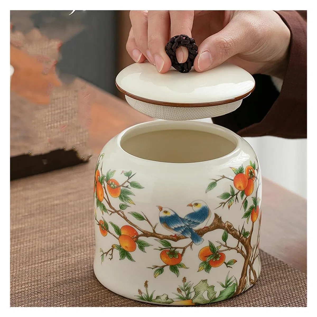Słoiki z herbatą Ceramiczny pojemnik na herbatę z pokrywką Vintage chińskie puszki na herbatę puszka do kuchni herbata kawa do salonu półka prezent D