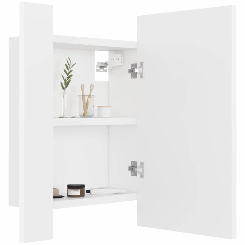 vidaXL Szafka łazienkowa z lustrem i LED, biała, 40x12x45 cm, akryl
