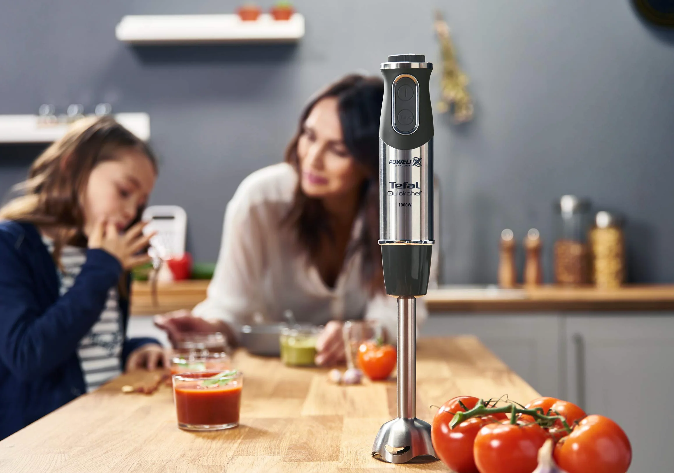TEFAL QuickChef HB659838, Blender ręczny o mocy 1000W, Stalowo-czarny, 20 prędkości, Pojemnik do blendowania 800 ml, Mini-rozdrabniacz 500 ml, Osłona przed chlapaniem
