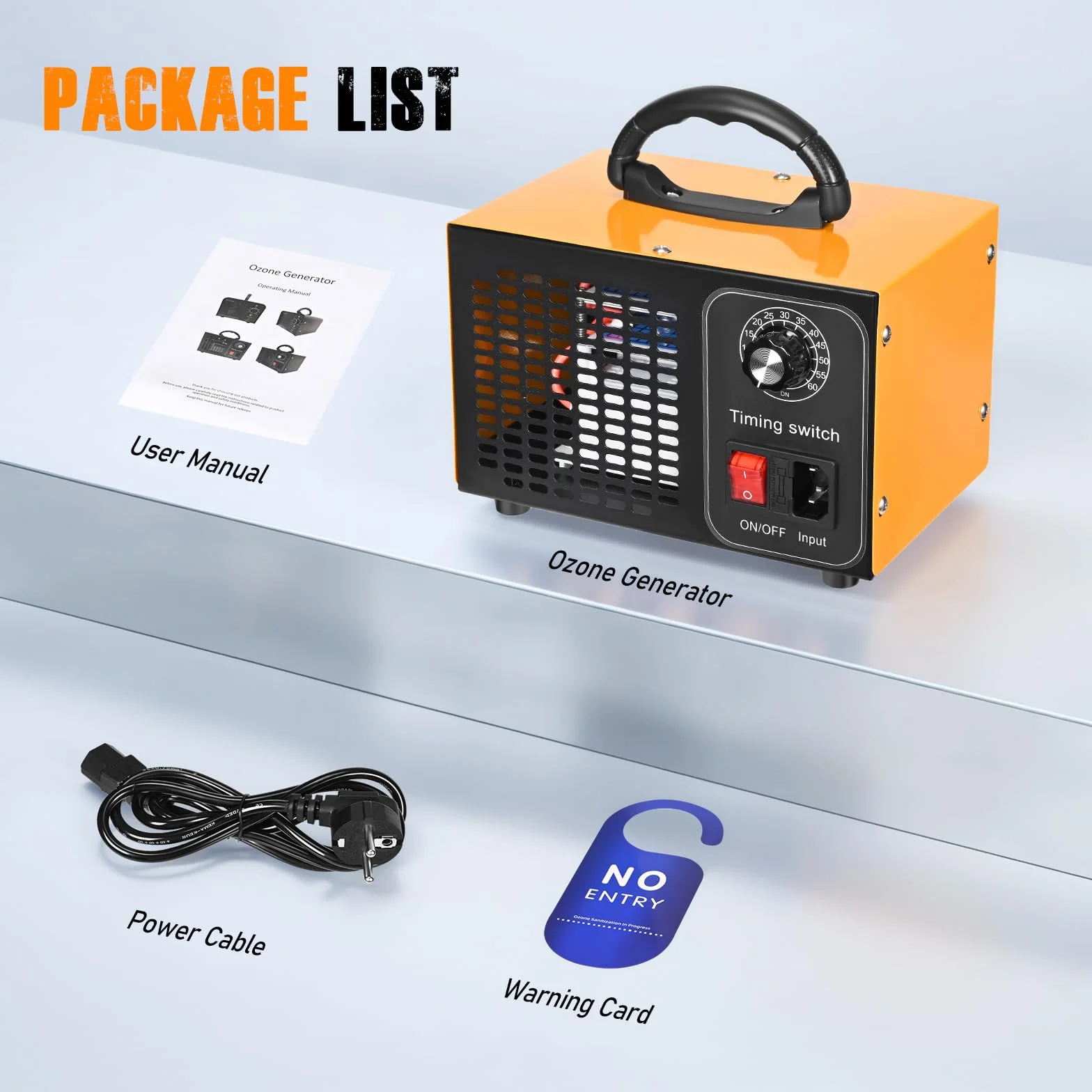 Generator ozonu 60000 mg/h 400 m² oczyszczacz powietrza O3 z timerem 60 min czarny