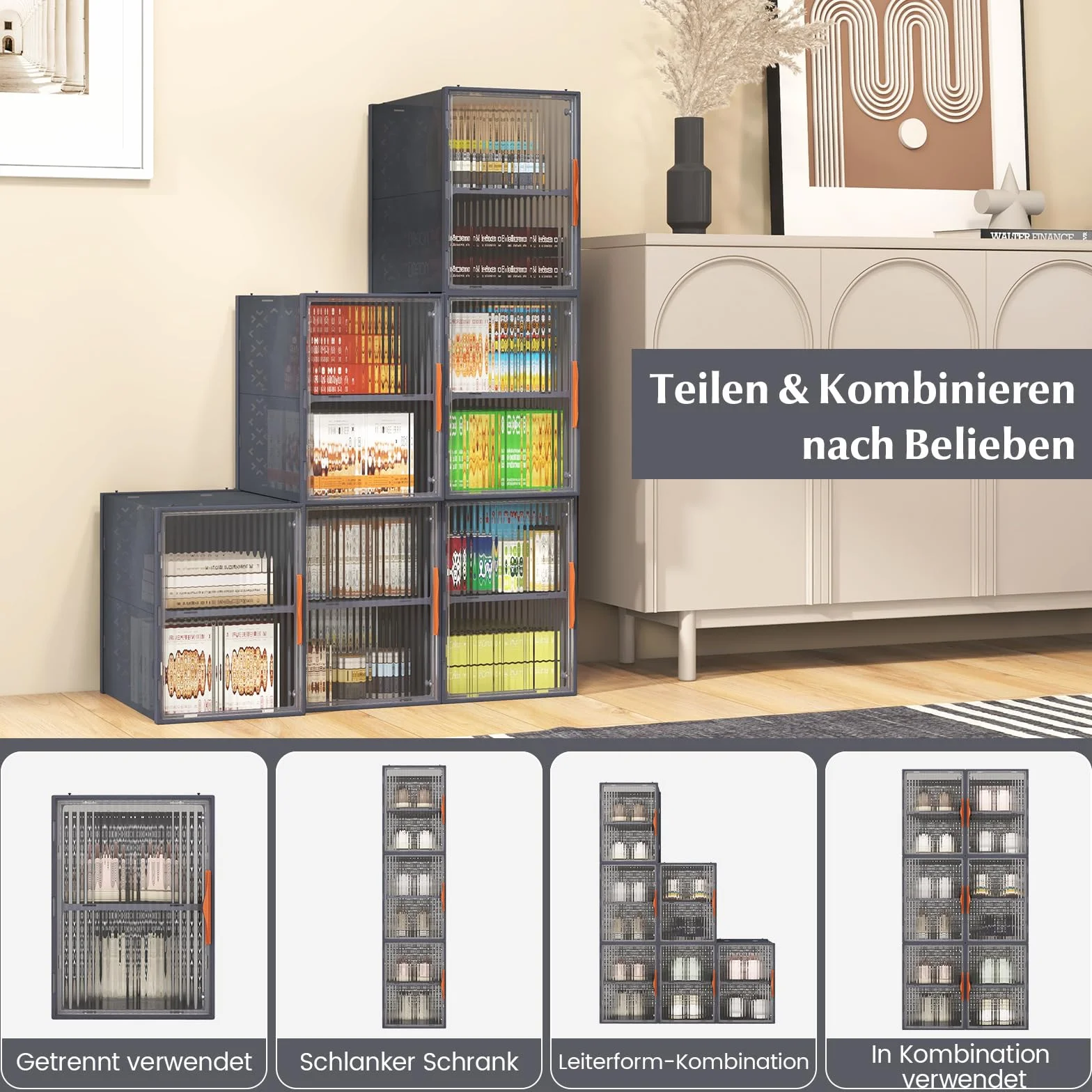 COSTWAY Pudełka na buty, zestaw 12 organizerów na buty, z tworzywa sztucznego, składane z pokrywką, do przechowywania butów do salonu, 49 x 32 x 133 cm