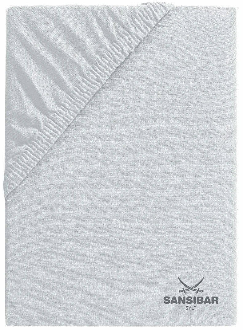 Sansibar Prześcieradło z gumką z nadrukiem szabli Jersey Uni 140/160x200 cm srebrne