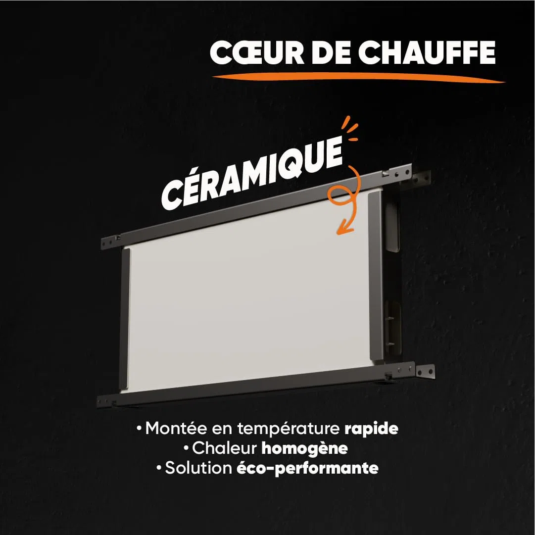 BESTHERM - Ceramiczny grzejnik elektryczny stały bezwładnościowy 1500W Bestherm ARIA poziomy czarny