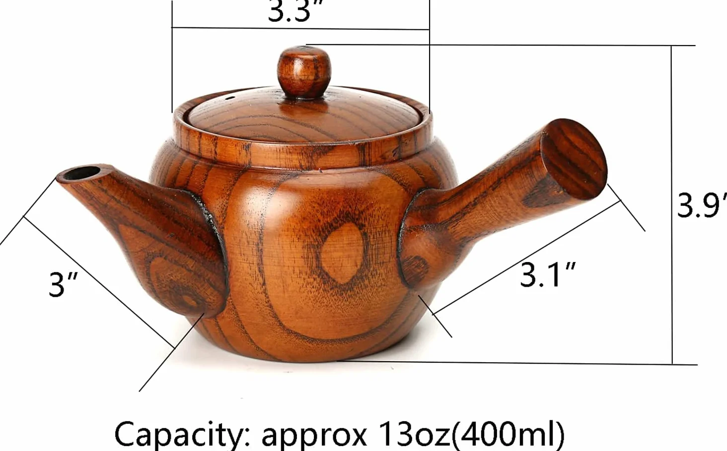 Klasyczny drewniany dzbanek do herbaty z drewnianymi filiżankami, czajniczek ze zdejmowanym filtrem zaparzacza ze stali nierdzewnej, czajnik do herbaty na herbatę, kawę (czajniczek + 2 filiżanki do herbaty)